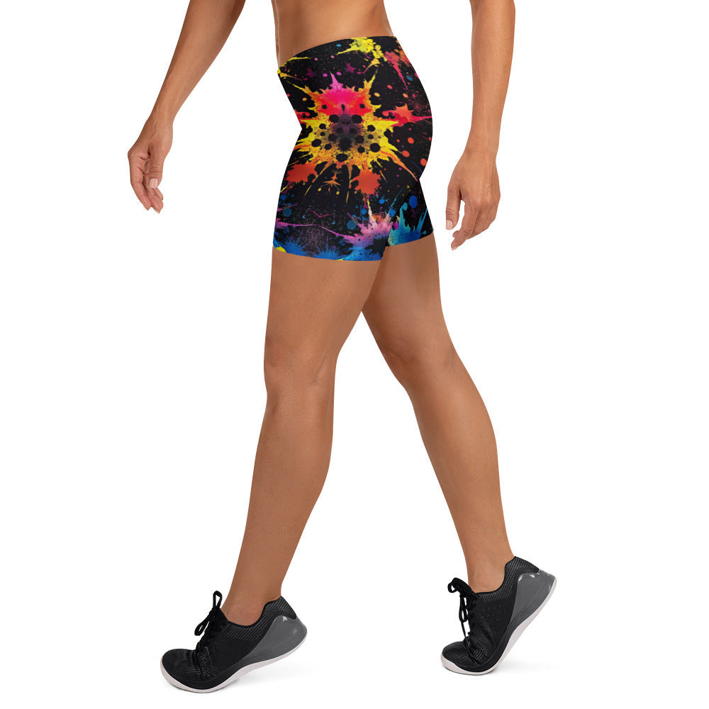 Color Splat Woman's Shorts For EDM Rave Festival Outfit Clothing