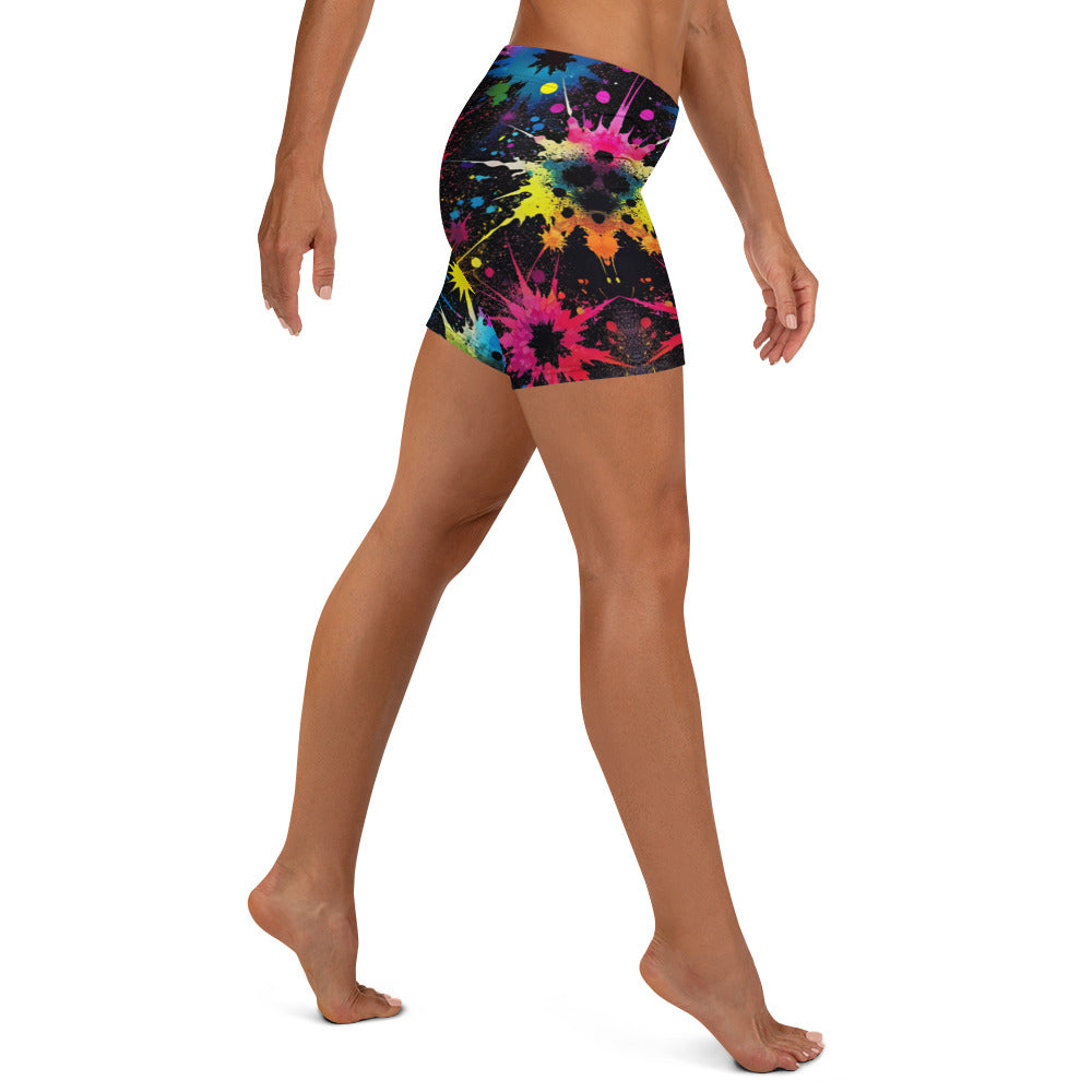 Color Splat Woman's Shorts For EDM Rave Festival Outfit Clothing