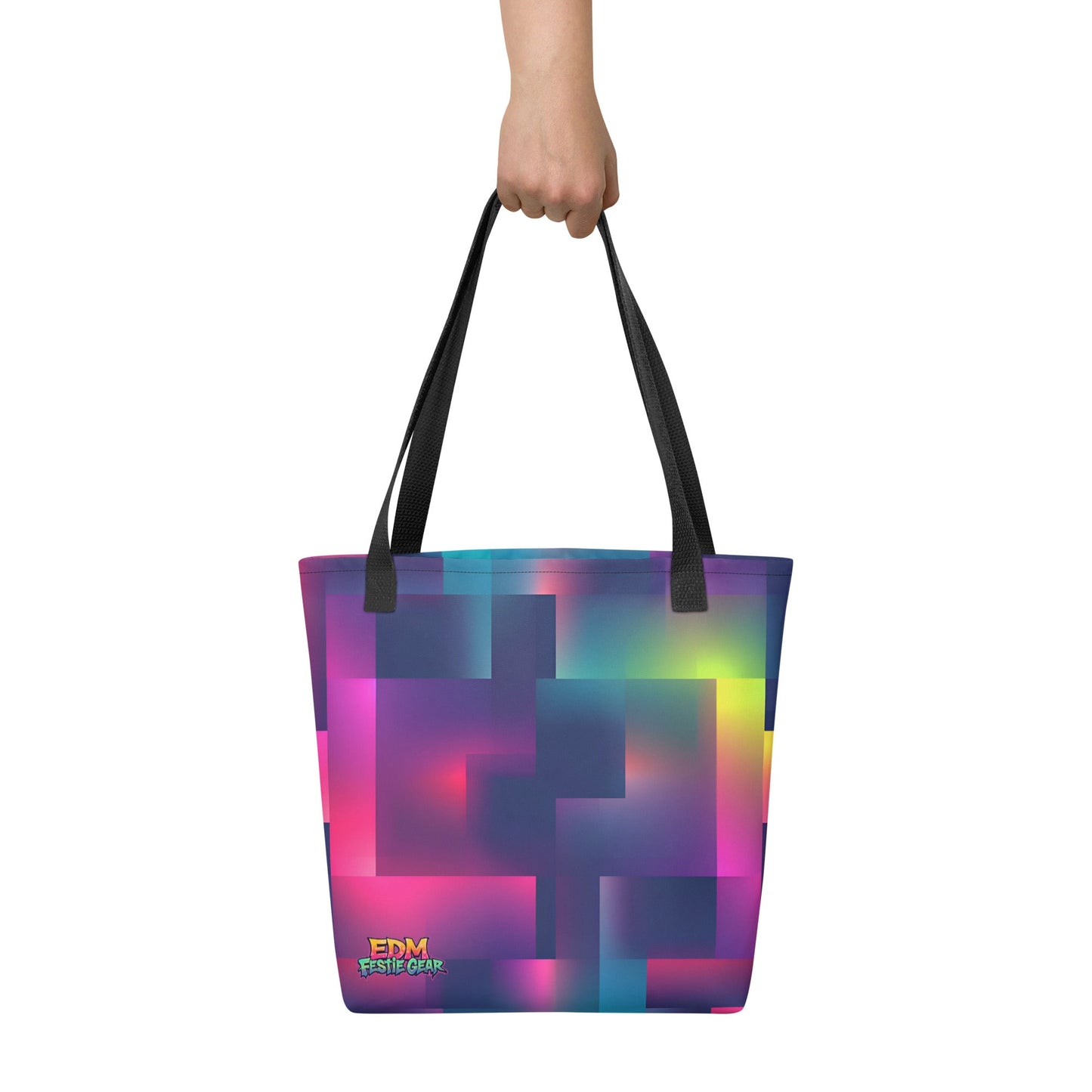 Neon Pixeled Tote Bag For EDM Rave Festival Outfit Clothing