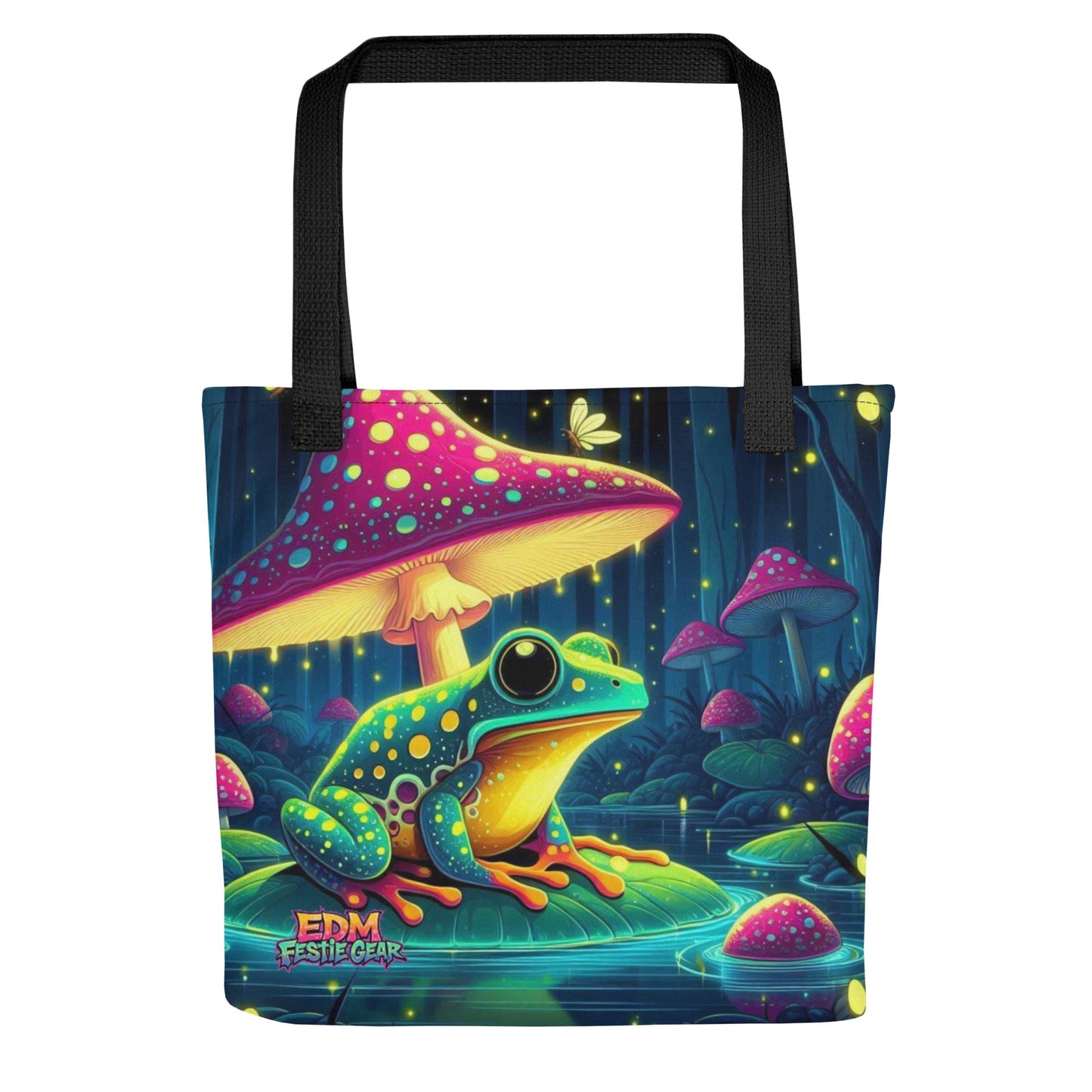 Mystical Mushroom Frog World Tote Bag For EDM Rave Festival Outfit Clothing