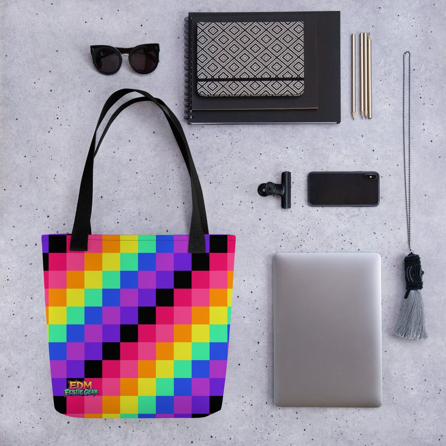 Rainbow Geometrical Tote Bag For EDM Rave Festival Outfit Clothing
