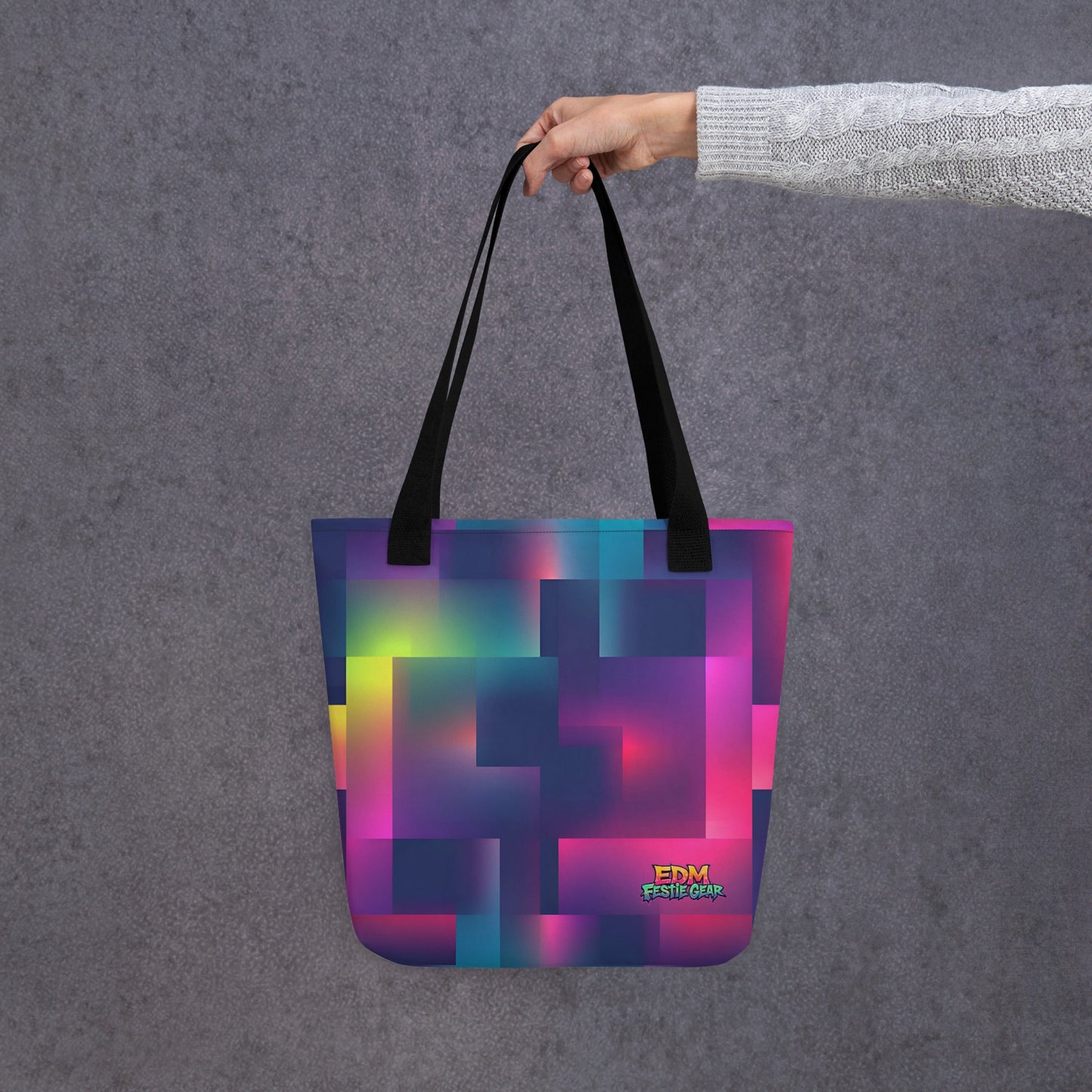 Neon Pixeled Tote Bag For EDM Rave Festival Outfit Clothing
