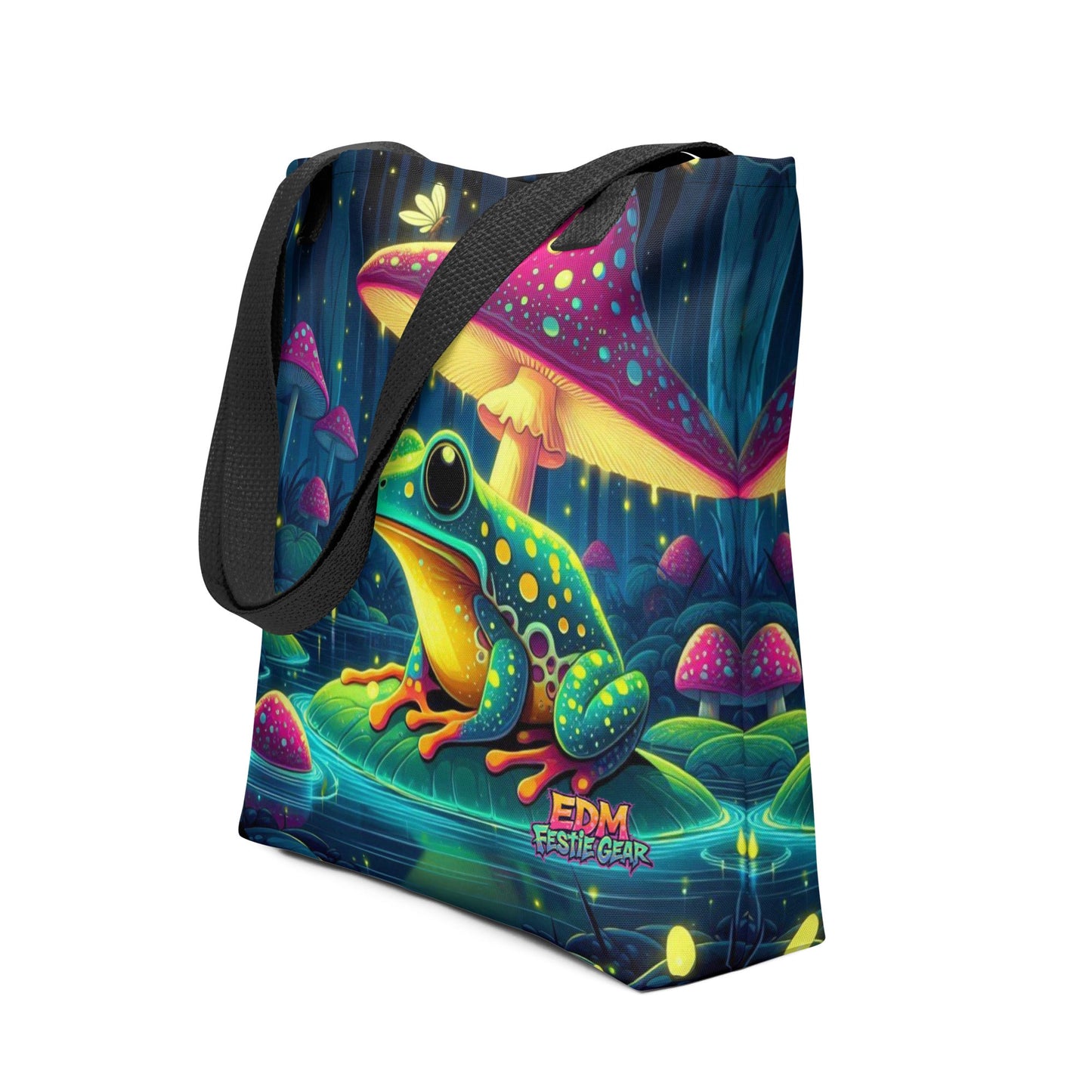 Mystical Mushroom Frog World Tote Bag For EDM Rave Festival Outfit Clothing