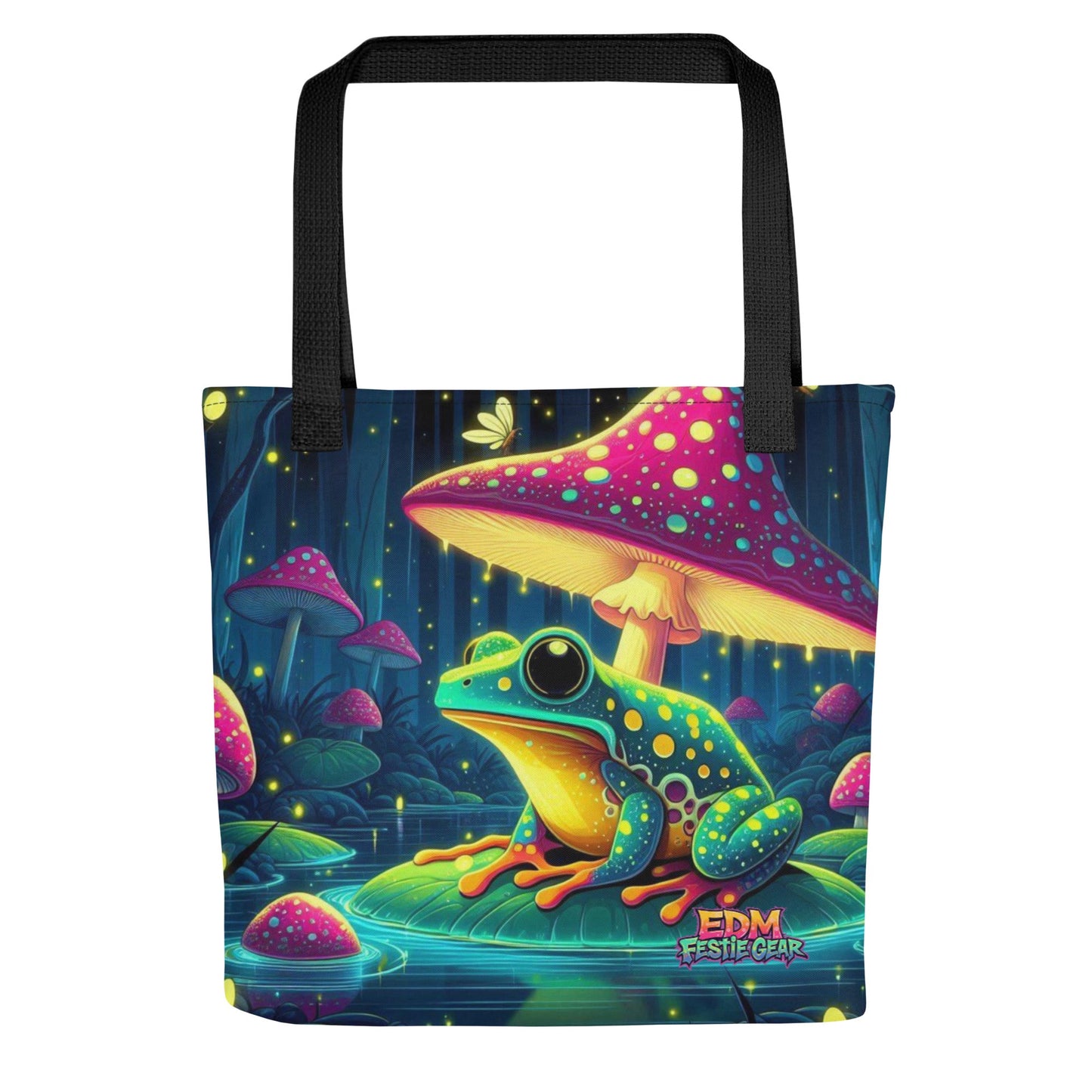Mystical Mushroom Frog World Tote Bag For EDM Rave Festival Outfit Clothing