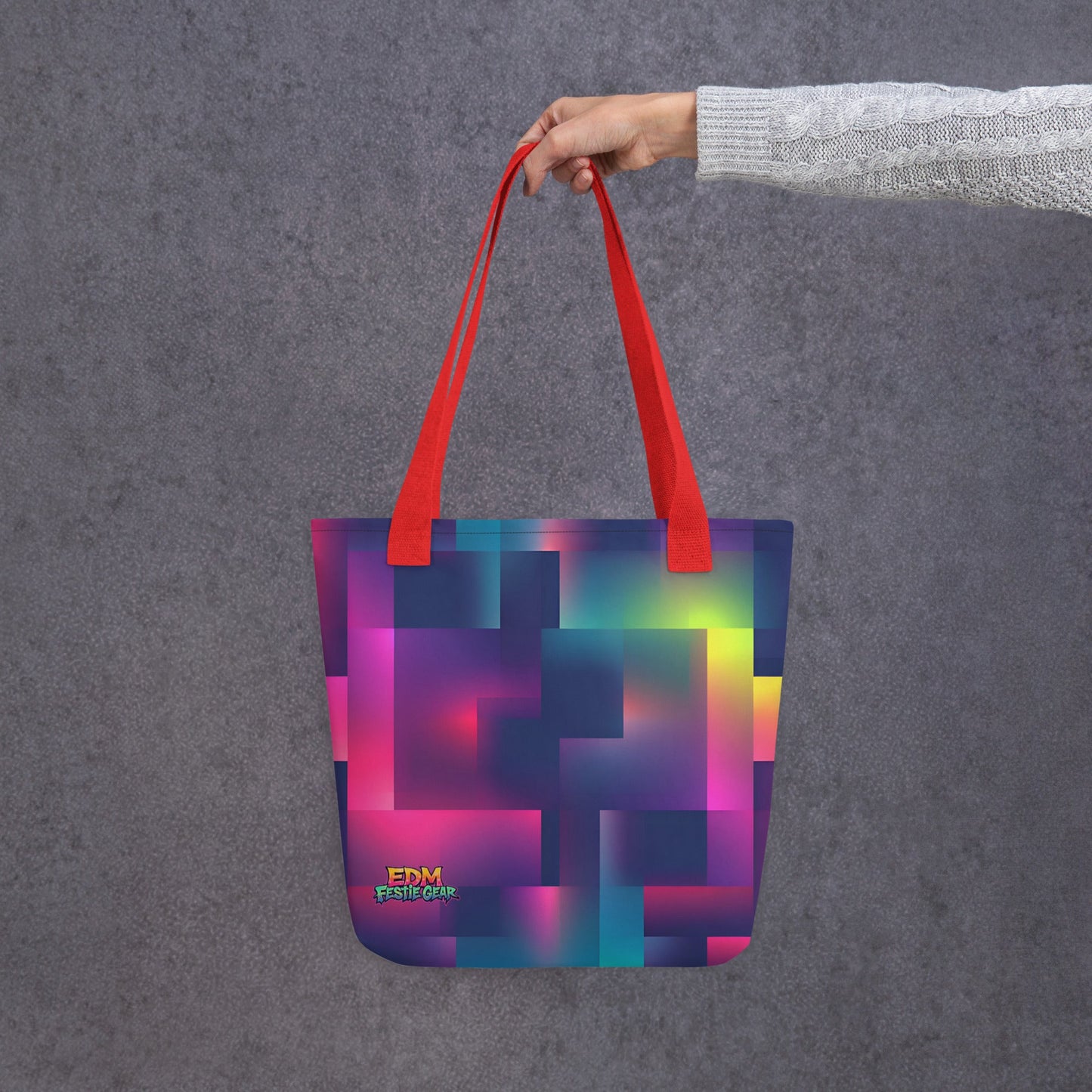 Neon Pixeled Tote Bag For EDM Rave Festival Outfit Clothing