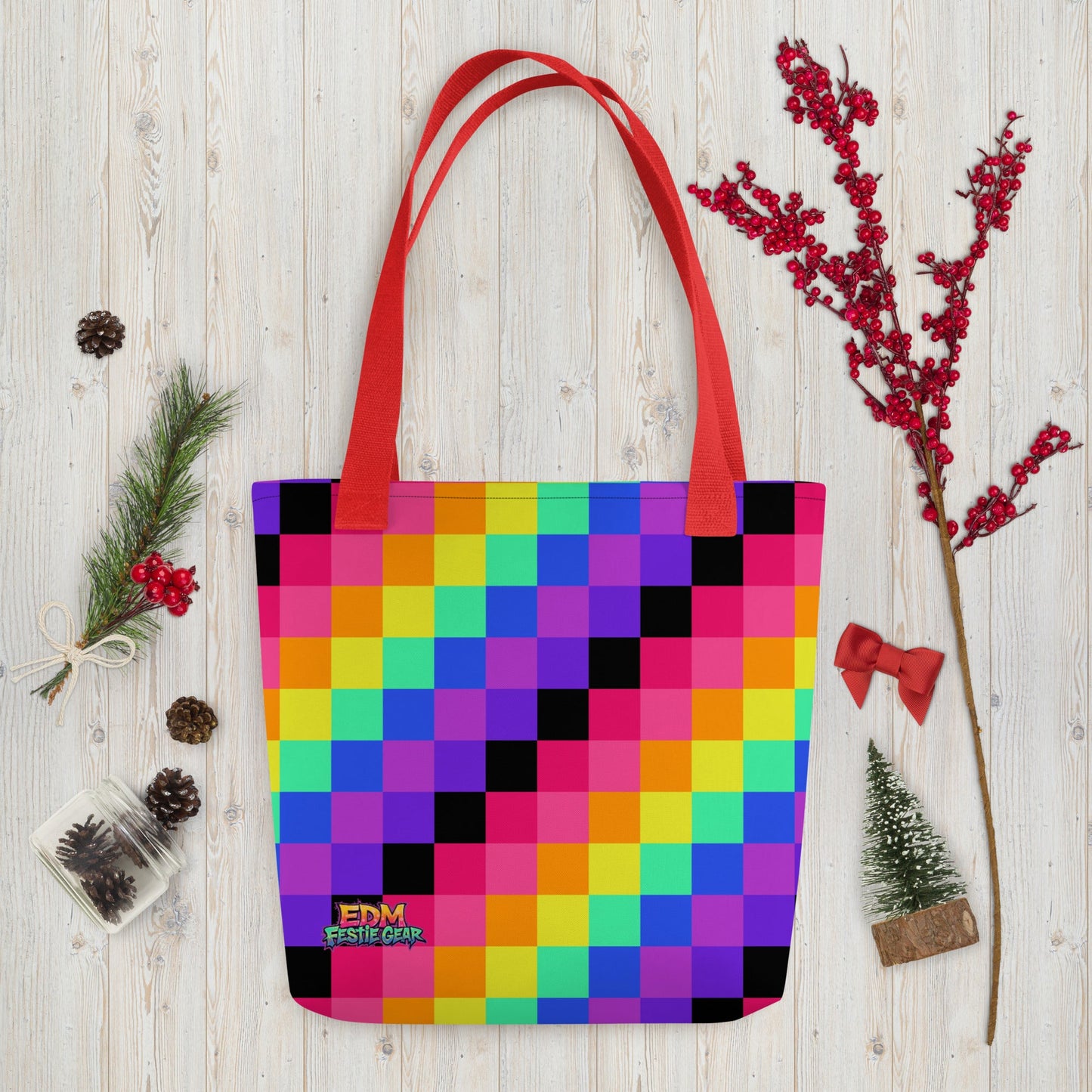 Rainbow Geometrical Tote Bag For EDM Rave Festival Outfit Clothing