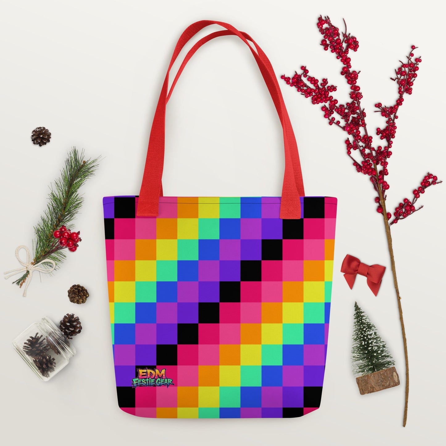 Rainbow Geometrical Tote Bag For EDM Rave Festival Outfit Clothing