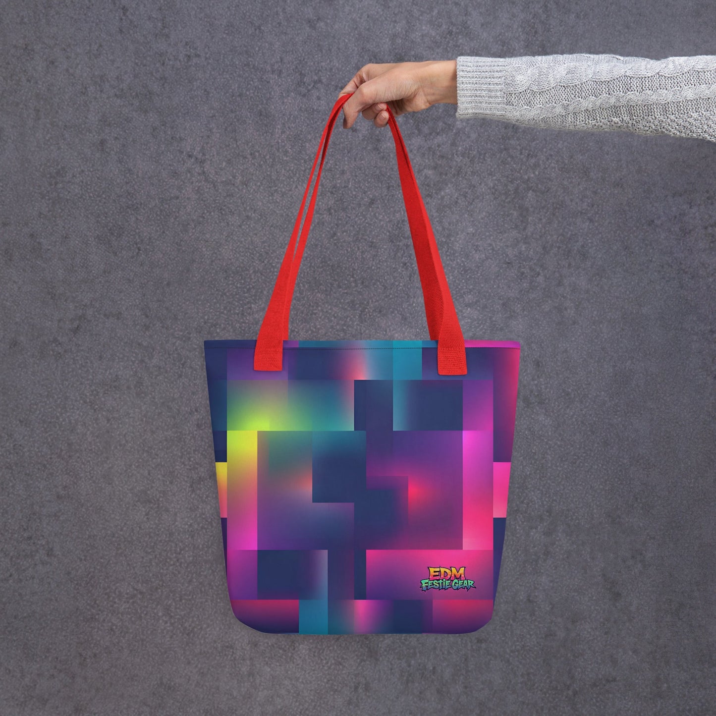 Neon Pixeled Tote Bag For EDM Rave Festival Outfit Clothing