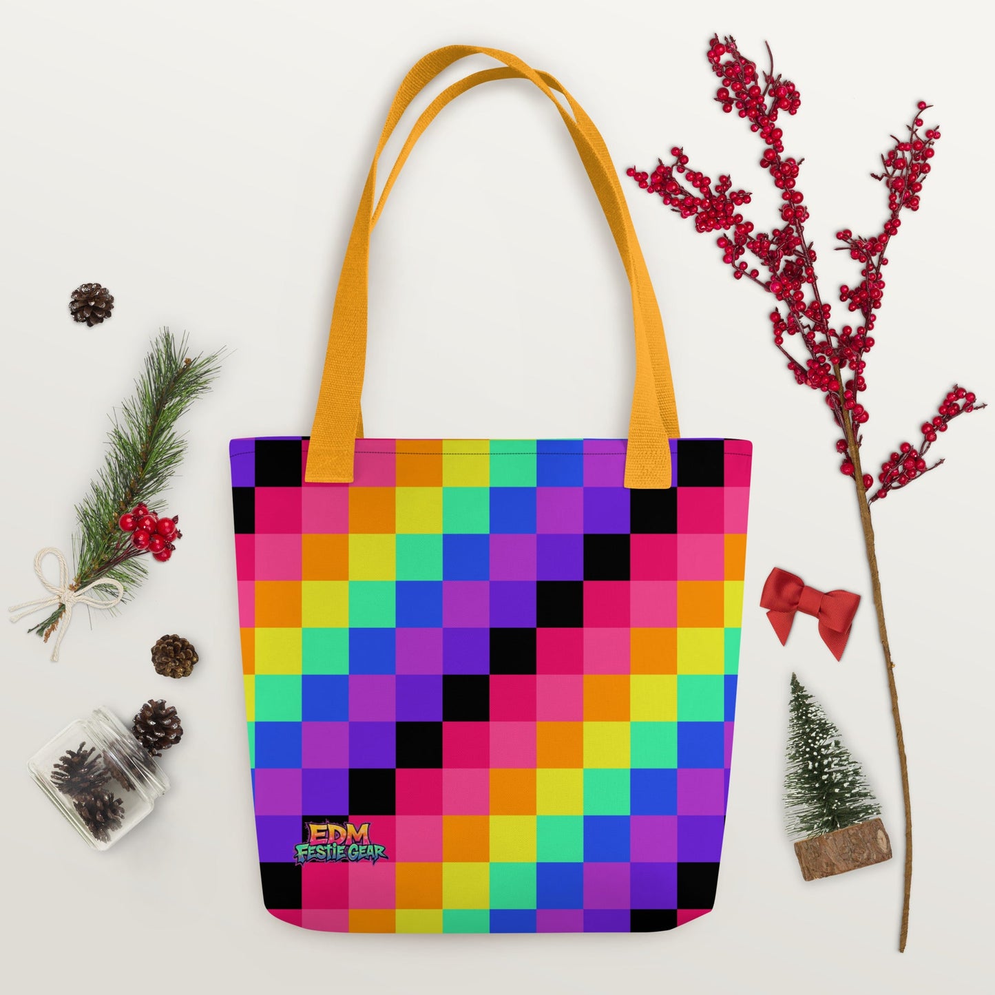 Rainbow Geometrical Tote Bag For EDM Rave Festival Outfit Clothing
