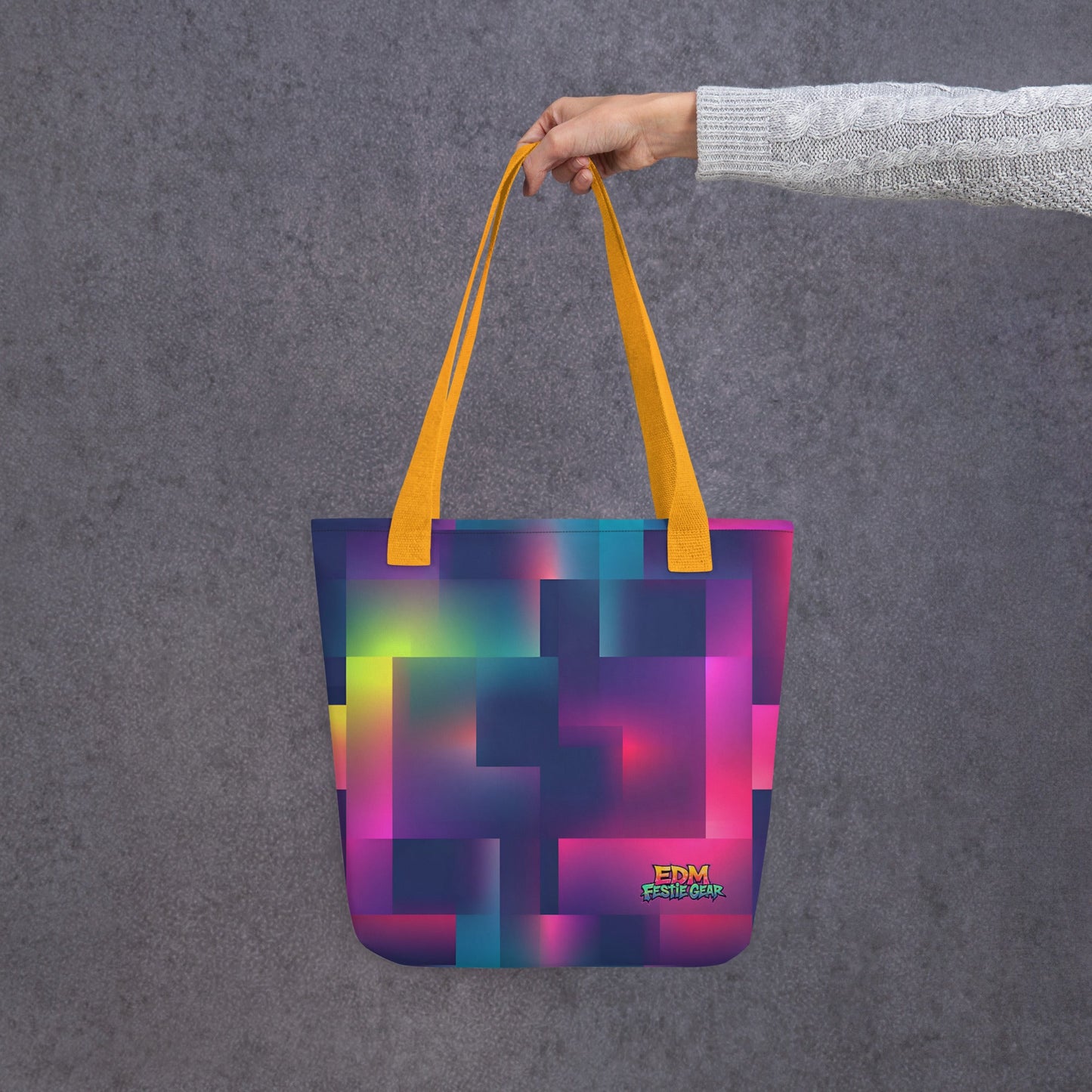 Neon Pixeled Tote Bag For EDM Rave Festival Outfit Clothing