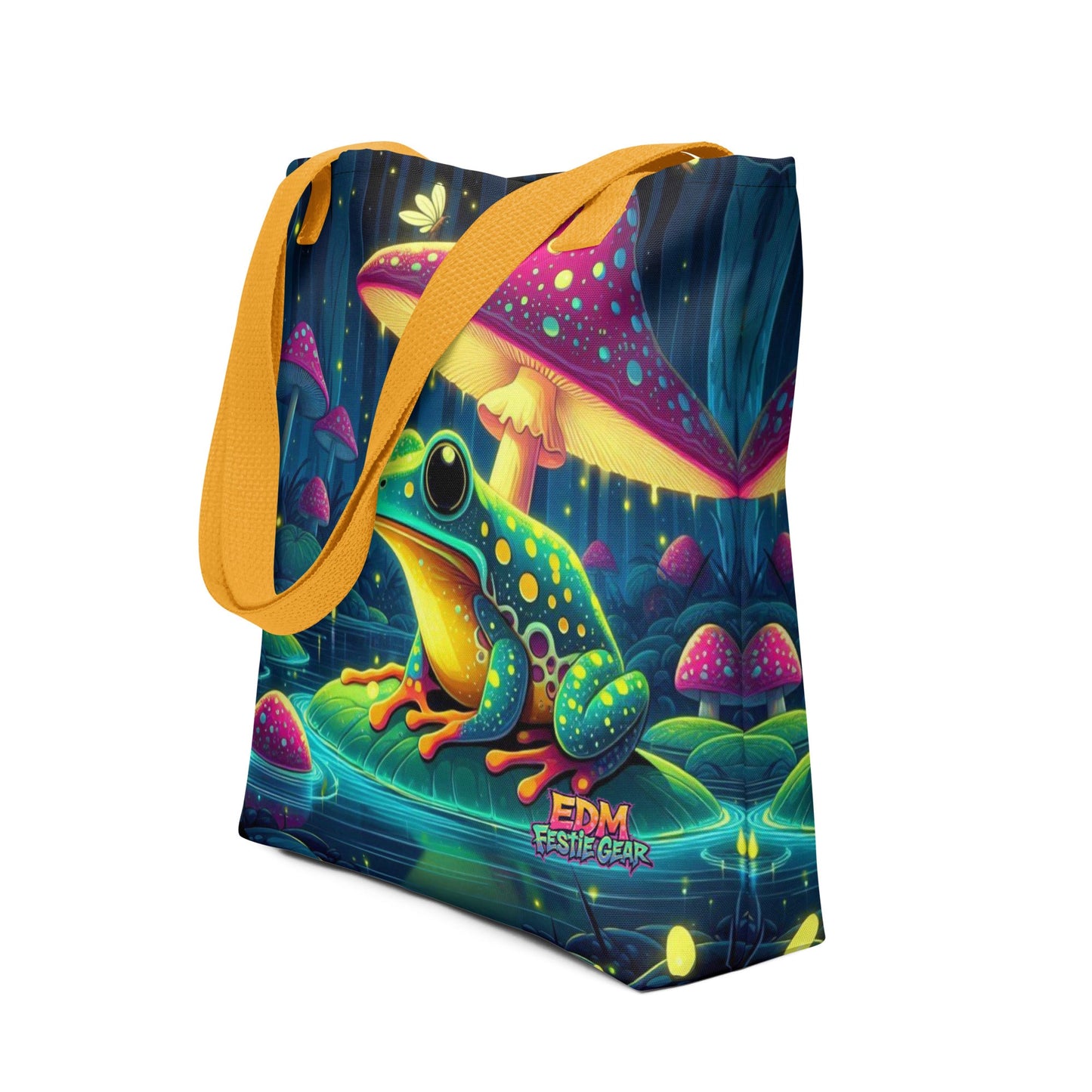 Mystical Mushroom Frog World Tote Bag For EDM Rave Festival Outfit Clothing