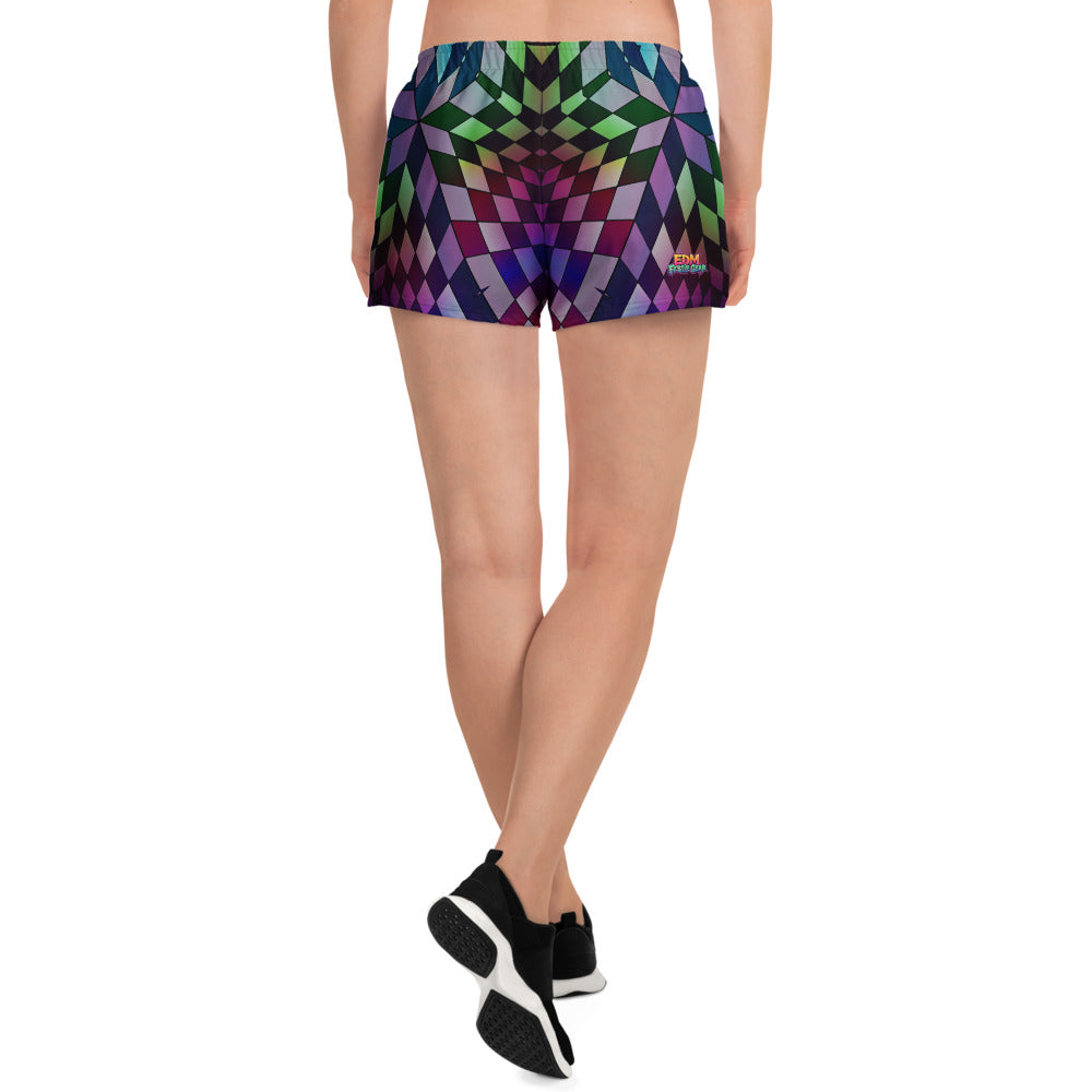 Neon Checkered Athletic Shorts For EDM Rave Festival Outfit Clothing