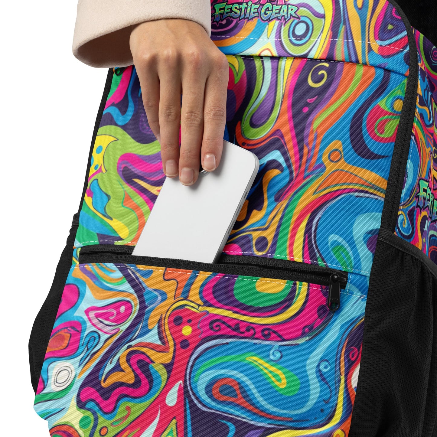 psychedelic melting colors Utility backpack