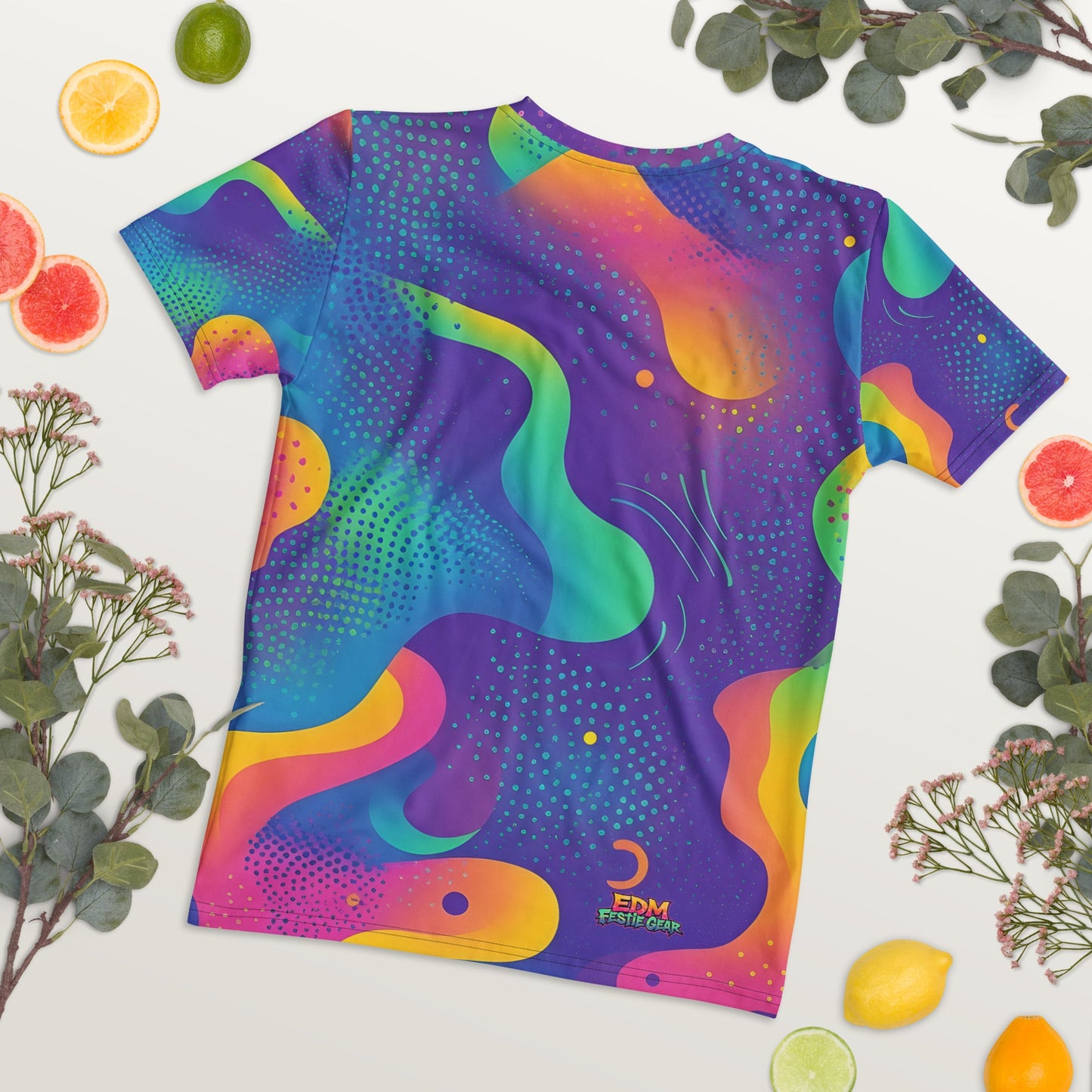Wavy Neon Woman's T-shirt For EDM Rave Festival Outfit Clothing