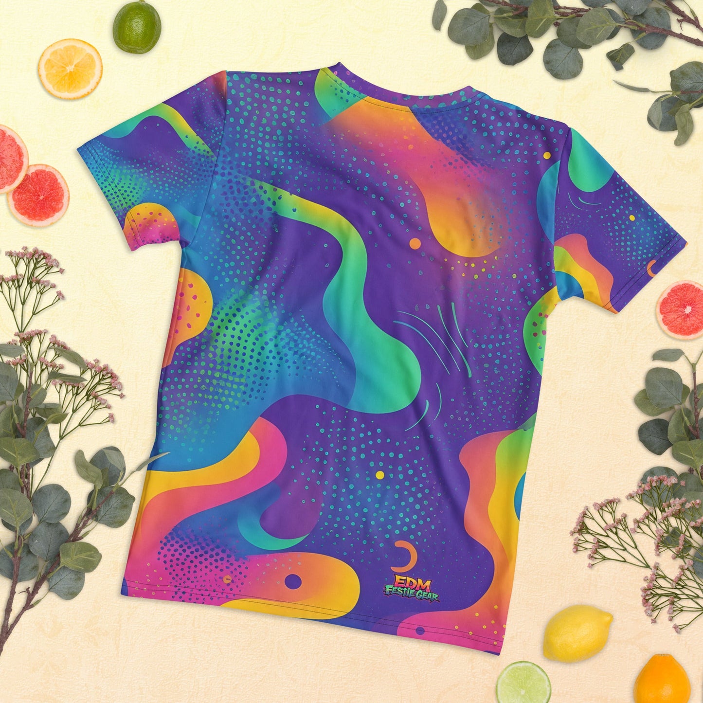 Wavy Neon Woman's T-shirt For EDM Rave Festival Outfit Clothing