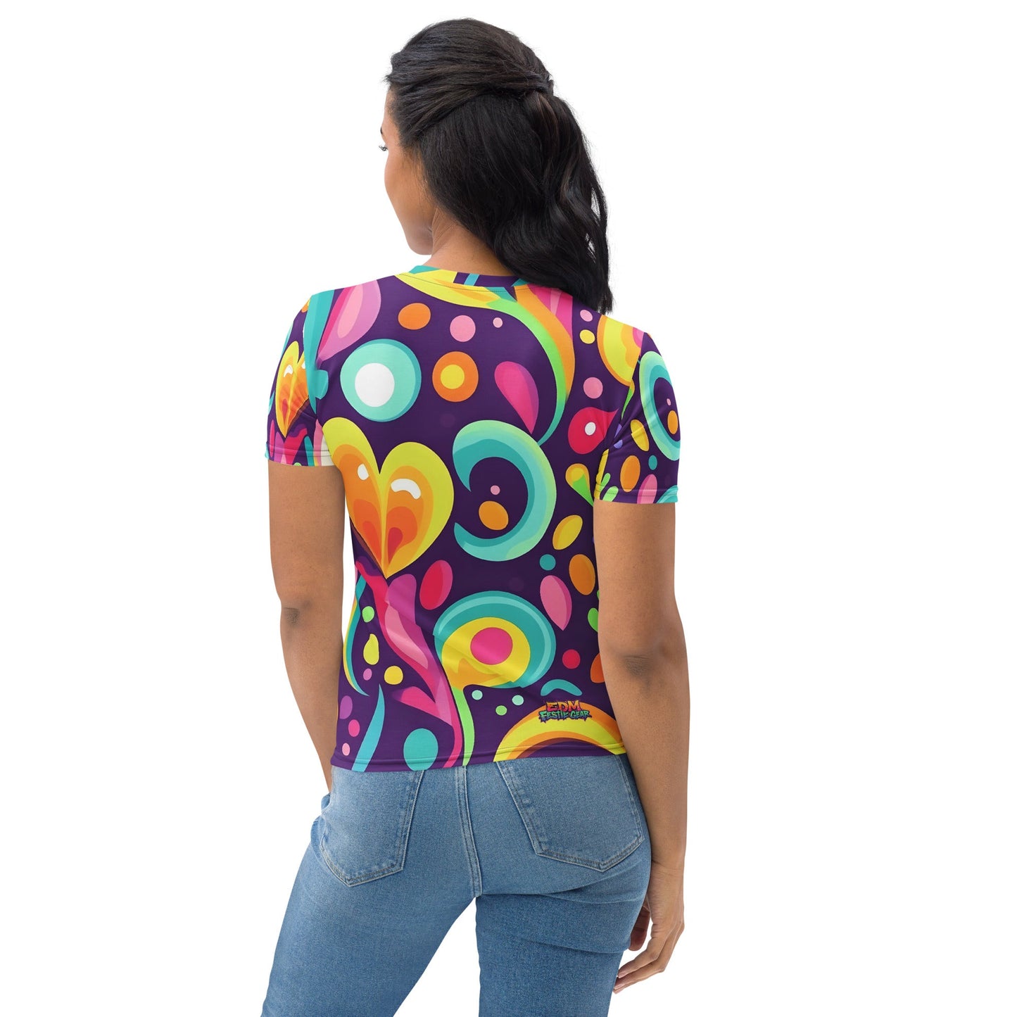 Color Heart Woman's T-shirt For EDM Rave Festival Outfit Clothing