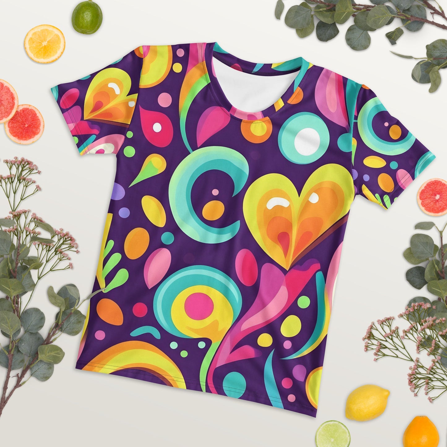 Color Heart Woman's T-shirt For EDM Rave Festival Outfit Clothing