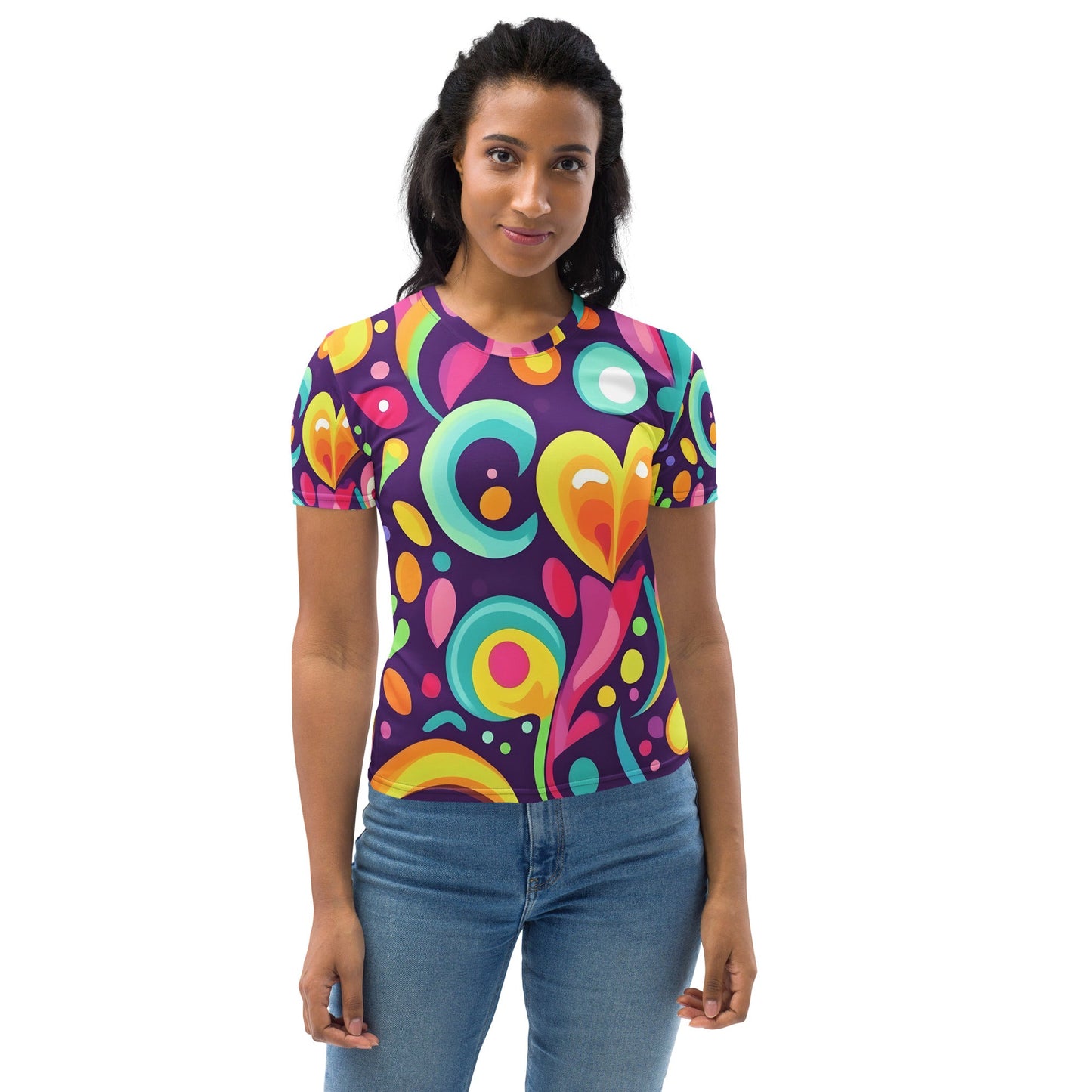 Color Heart Woman's T-shirt For EDM Rave Festival Outfit Clothing