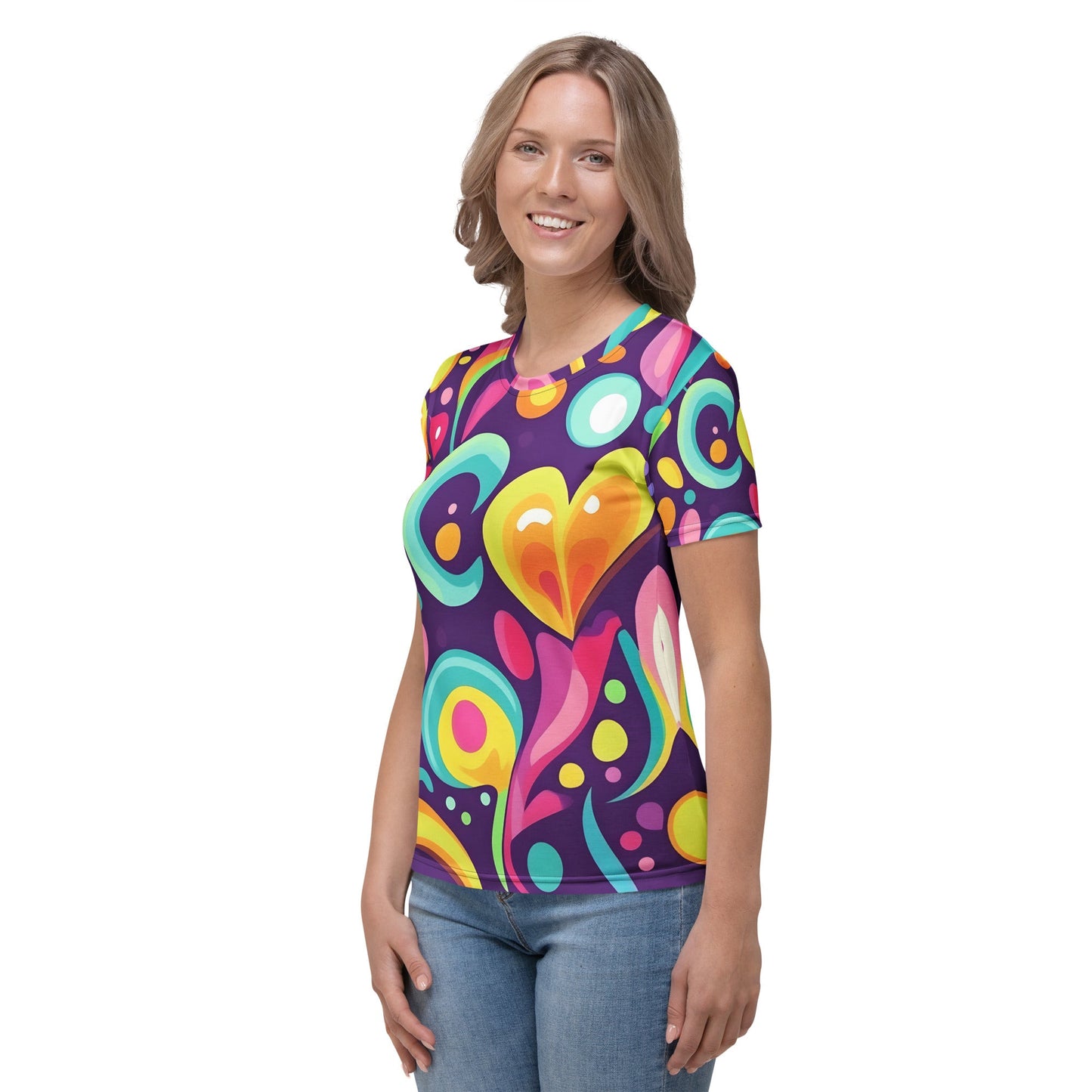 Color Heart Woman's T-shirt For EDM Rave Festival Outfit Clothing