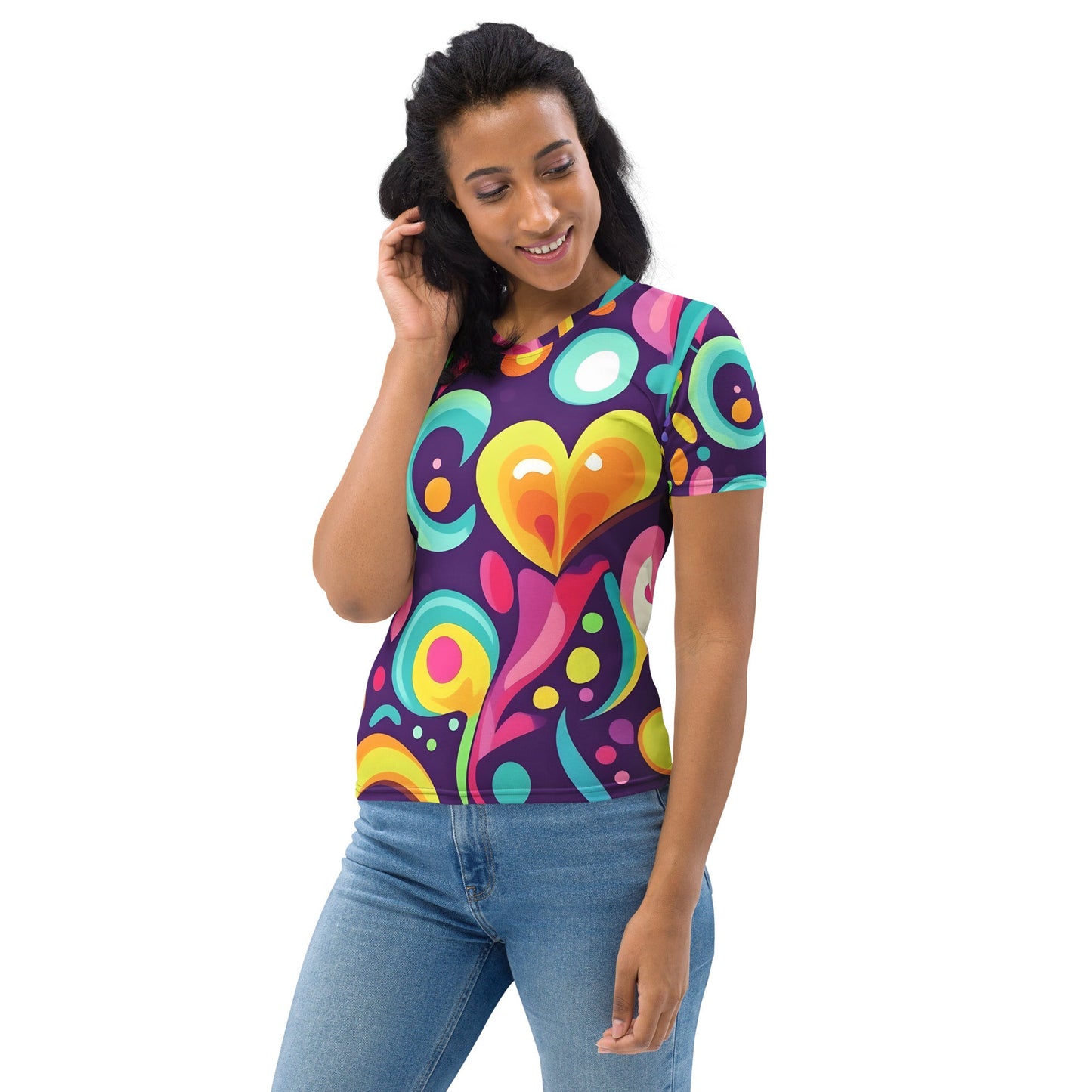 Color Heart Woman's T-shirt For EDM Rave Festival Outfit Clothing