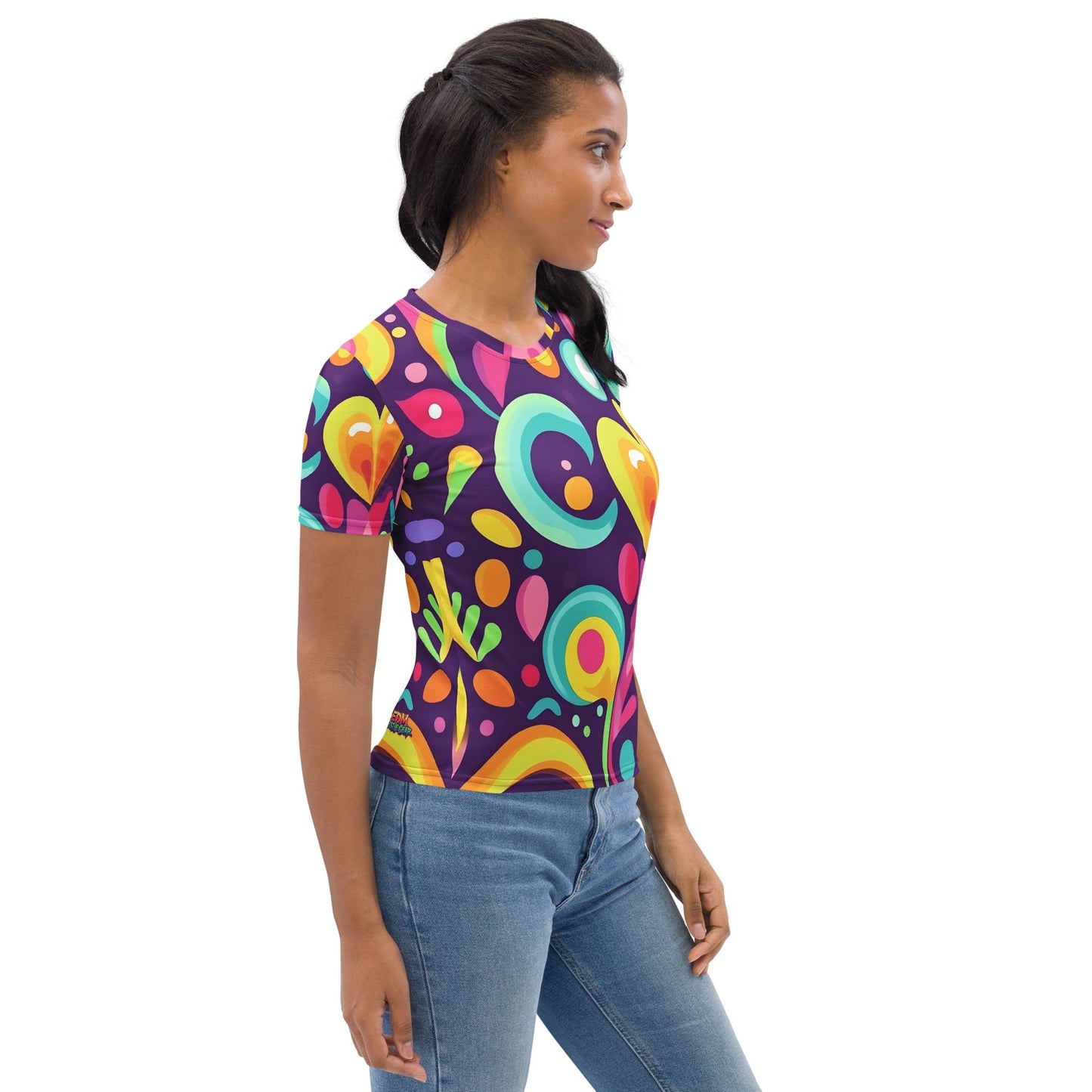 Color Heart Woman's T-shirt For EDM Rave Festival Outfit Clothing