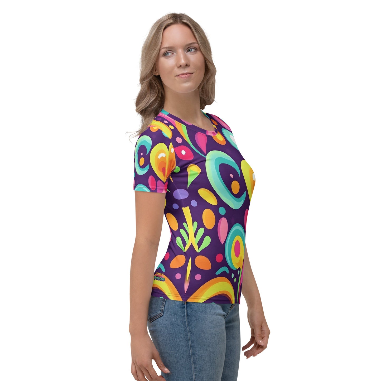 Color Heart Woman's T-shirt For EDM Rave Festival Outfit Clothing