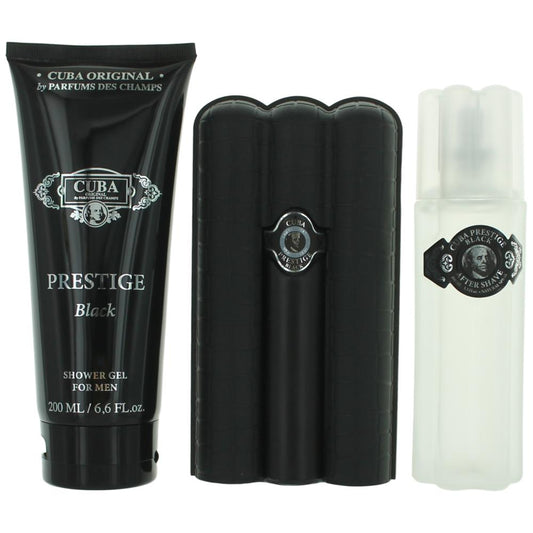 Cuba Prestige Black, 3 Piece Gift Set for Men