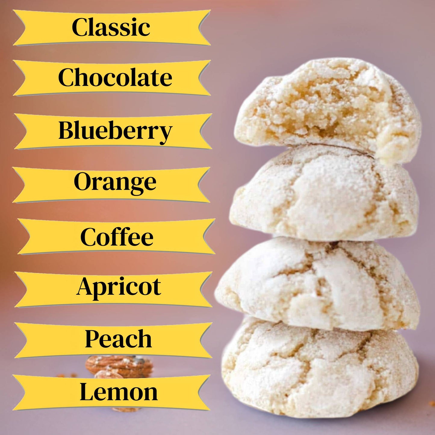 Andy Anand Italian Amaretti Almond Cookies, 20 pc, 8 Flavors – Gluten-Free, Baked in Italy, Authentic Recipe, Birthday & Holiday Gift Box