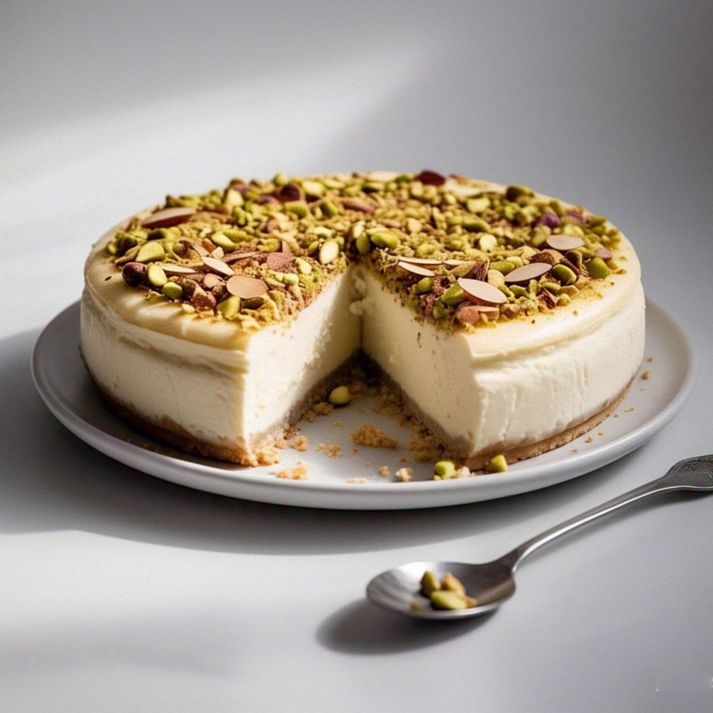 Andy Anand Sugar-Free Pistachio Almond Cheesecake, 9-Inch, 2 lb – Diabetic-Friendly, California Cream Cheese, No Preservatives Gift Box