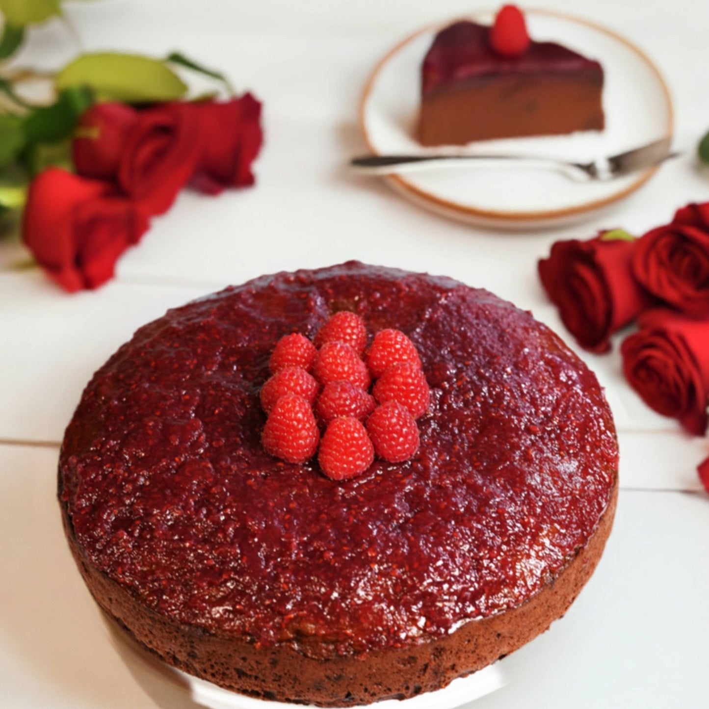 Andy Anand Gluten-Free Raspberry Chocolate Truffle Cake, 9-Inch, 2.8 lb – Handcrafted, Real Chocolate & California Cream, Birthday Gift Box
