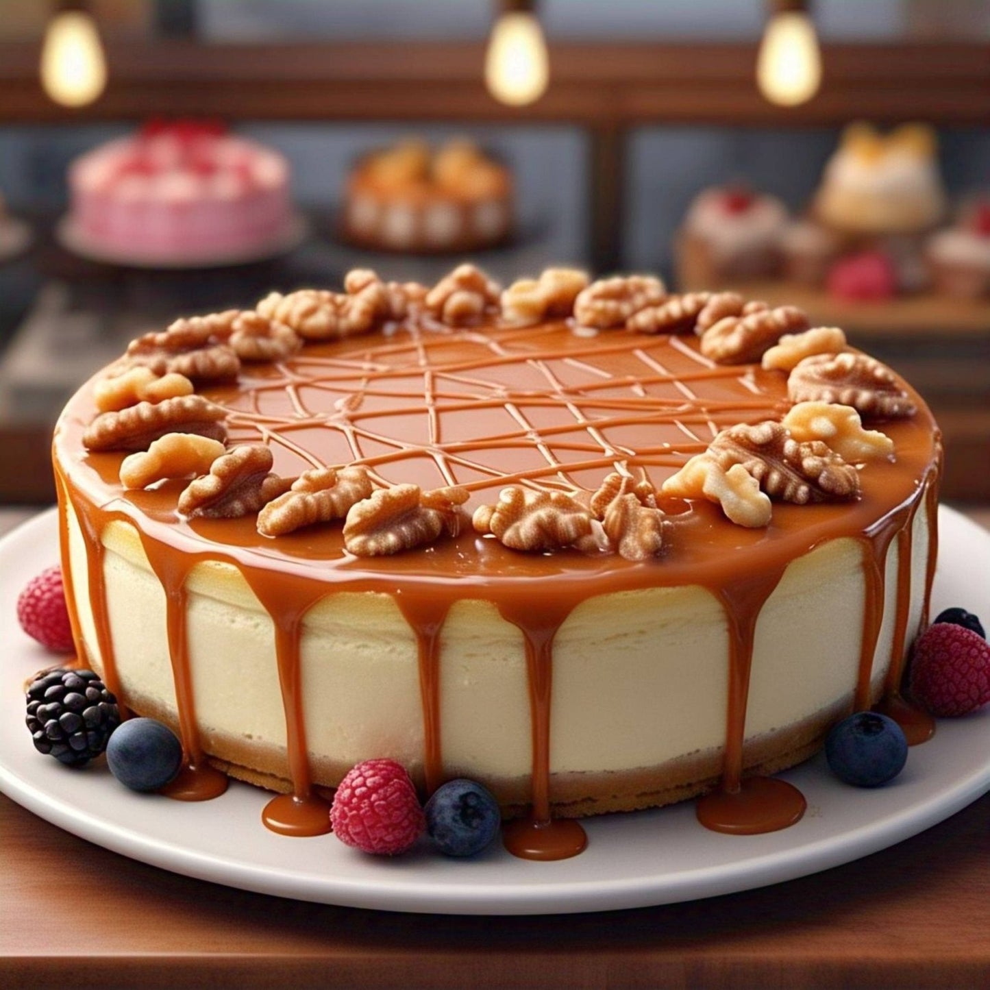 Andy Anand Sugar-Free Caramel Walnut Cake, 9-Inch, 2 lb – Freshly Baked, All-Natural, No Preservatives, Diabetic-Friendly Birthday Gift Box