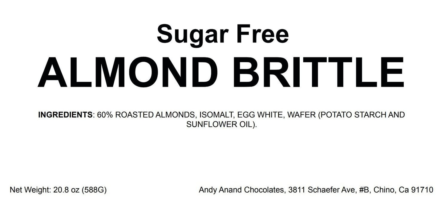 Andy Anand Sugar-Free & Gluten-Free Roasted Almond Nougat Brittle, 7 oz – Diabetic-Friendly Italian Torrone, Keto-Friendly Gourmet Gift Box