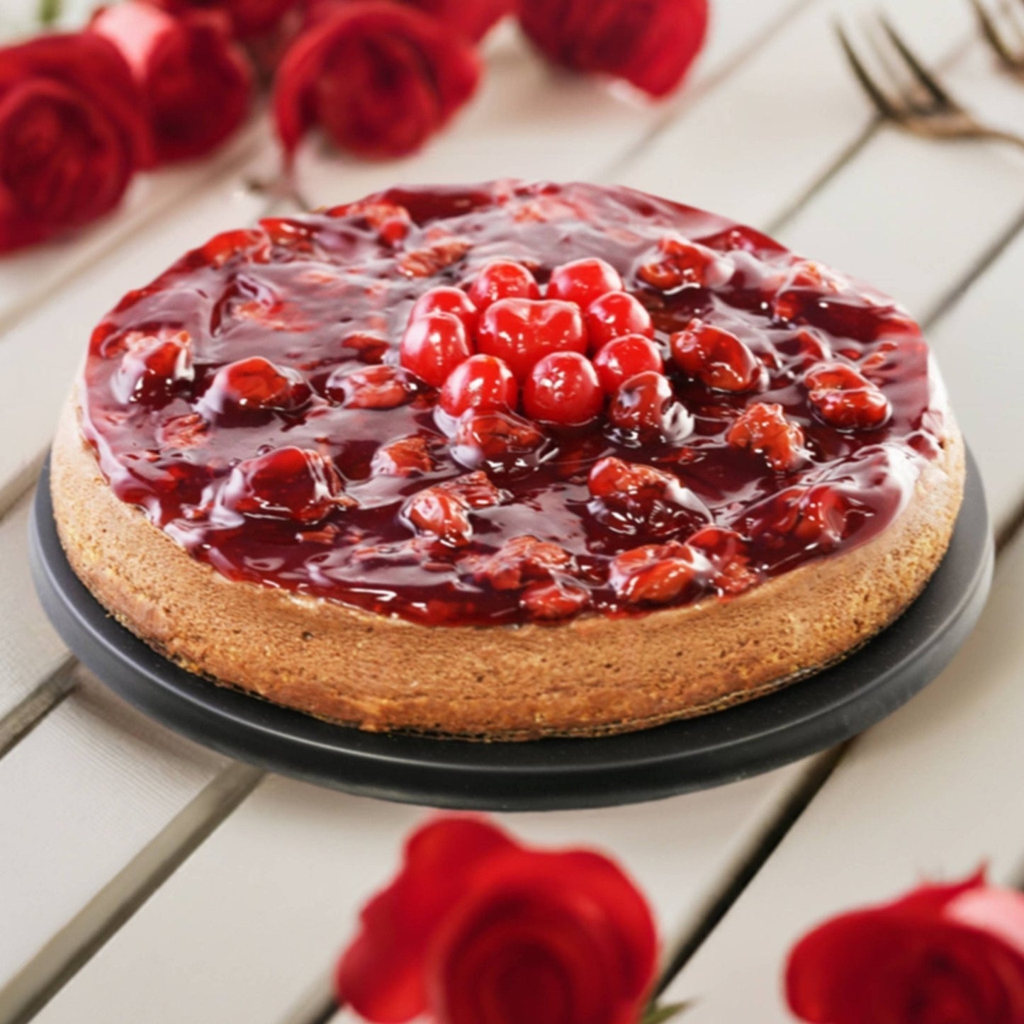 Andy Anand Sugar Free Chocolate Cherry Cheesecake 9" with Real Chocolate Truffles: Handcrafted with Passion, Best Cheese Cake For Celebrations & Diabetic Friendly Dessert Lovers (2.8 lbs)