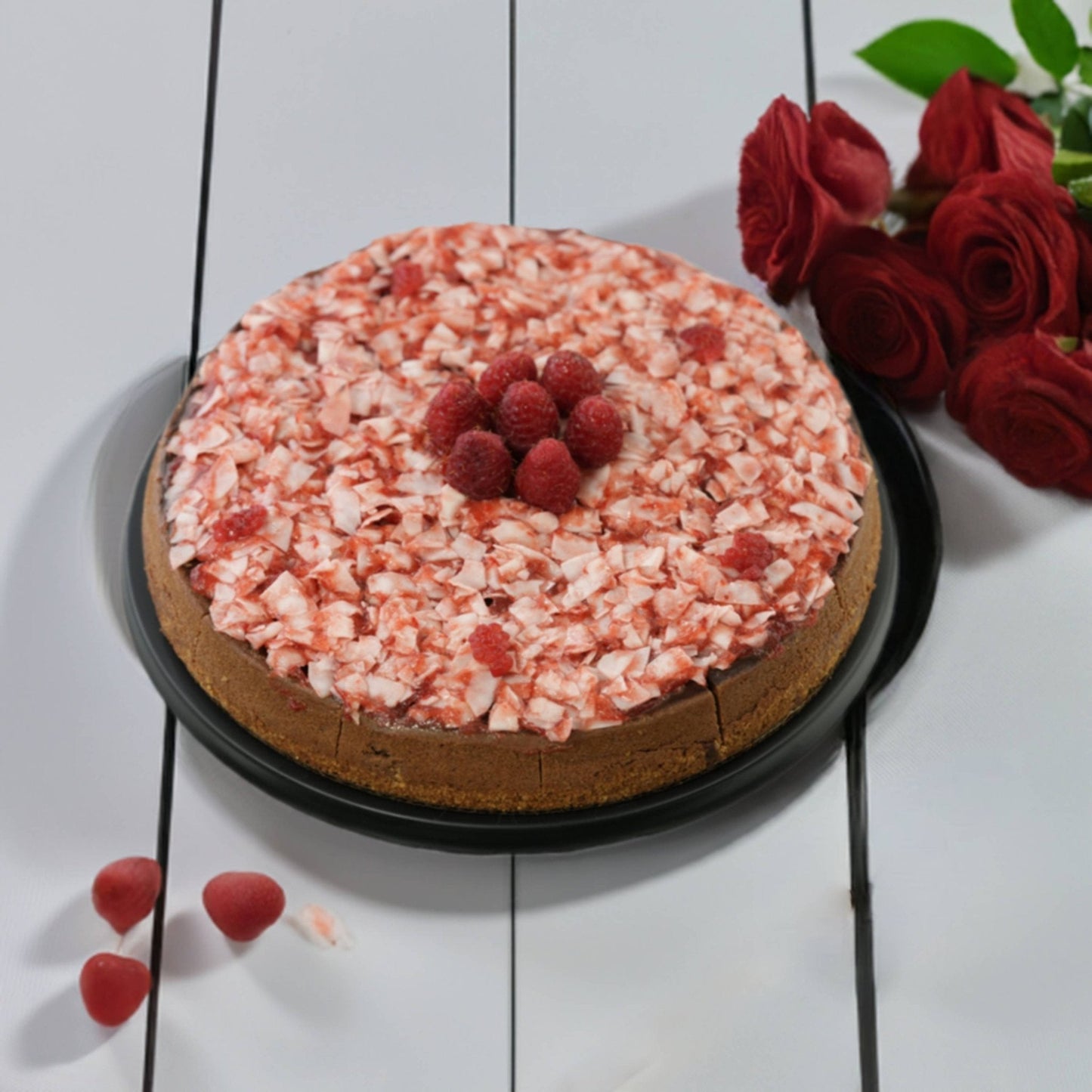 Andy Anand Sugar-Free Raspberry Coconut Chocolate Cheesecake, 9-Inch, 2.6 lb – Chocolate Truffles, Diabetic-Friendly, Birthday Gift Box
