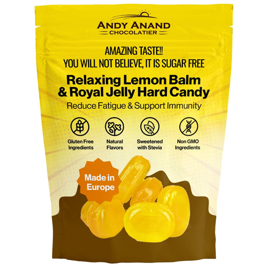 Andy Anand Sugar-Free Lemon Balm Hard Candy with Royal Jelly, 7 oz – European Imported, Keto & Diabetic-Friendly Gourmet Snack Gift Box
