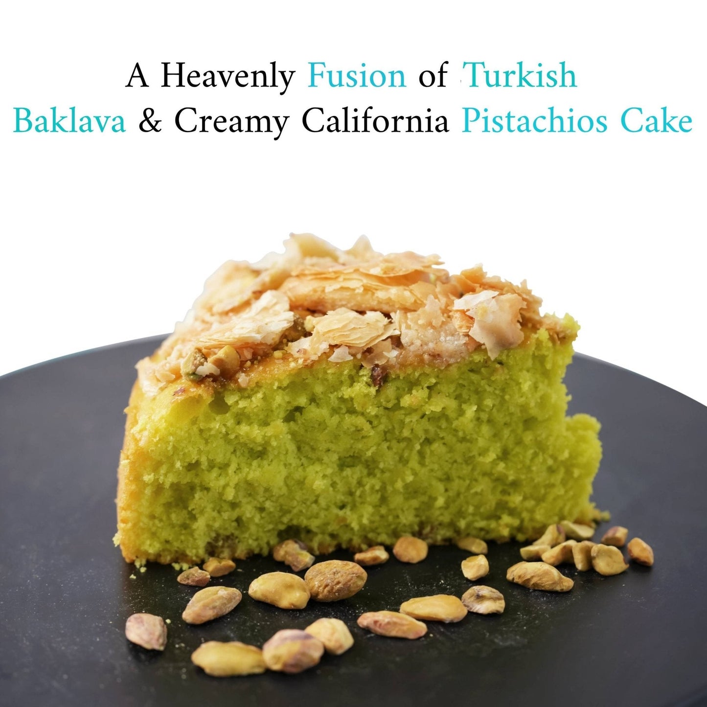 Andy Anand Baklava Pistachio Cake, 9-Inch, 2.8 lb – Turkish Baklava & California Pistachio Fusion, Freshly Baked, Birthday Gift Box