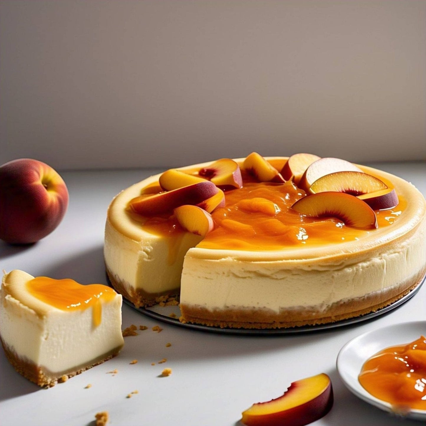 Andy Anand Sugar-Free Peach Cheesecake, 9-Inch, 2.6 lb – Diabetic-Friendly, Delicious, Fresh California Cream Cheese, Birthday Gift Box