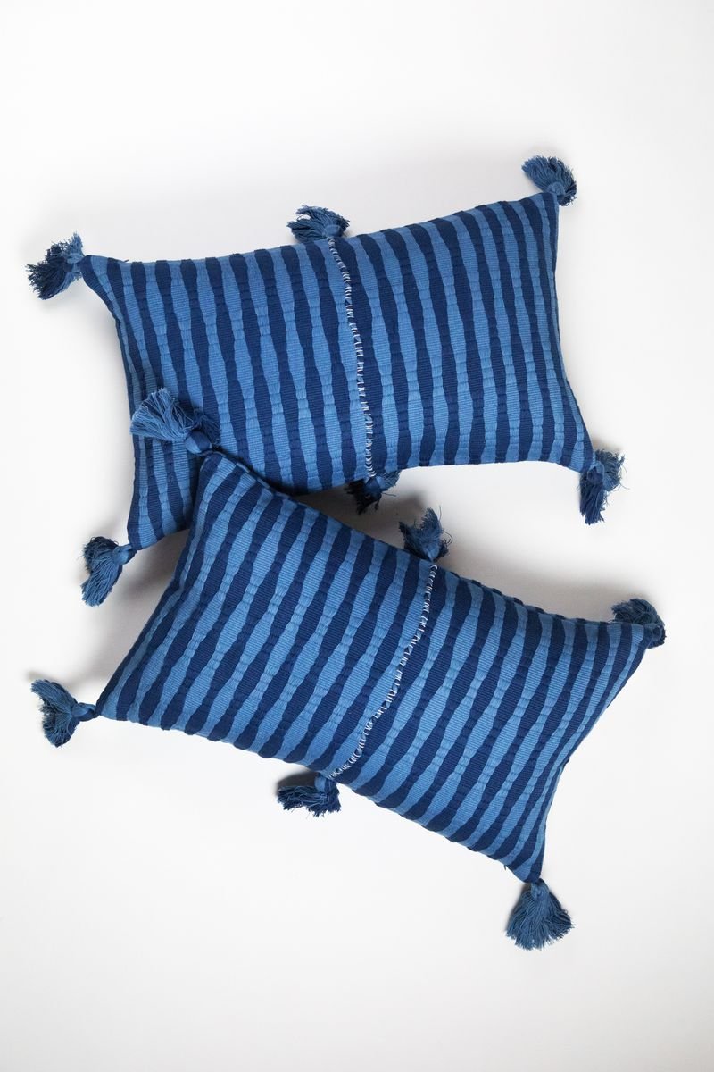 Antigua Pillow - Natural Indigo