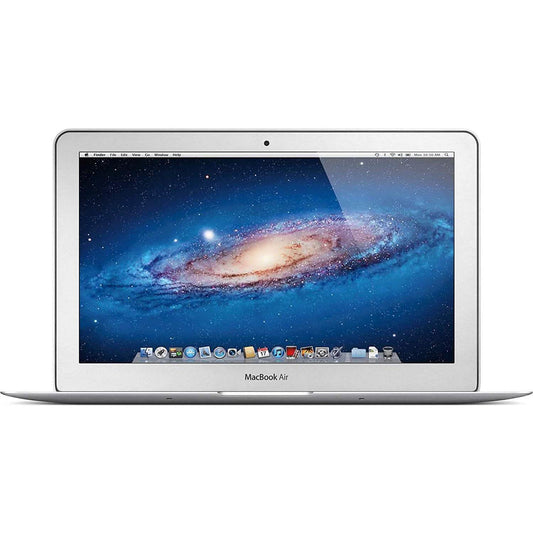 MacBook Air laptop with space-themed wallpaper on a white background. Apple MacBook Air MD711LL/B 11.6-Inch 4GB RAM, 128GB (Refurbished)