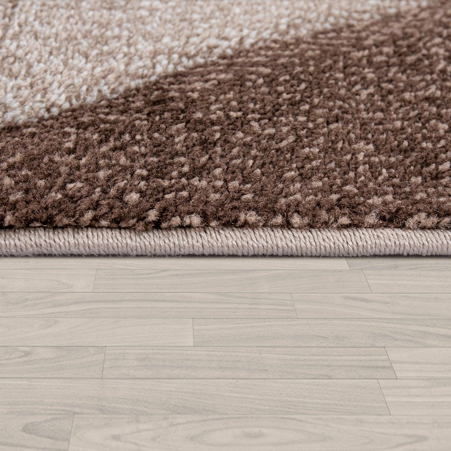 Living Room Rug Madeira Bordered with Geometric Pattern - Brown Beige-4