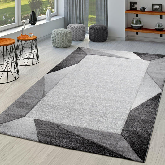 Living Room Rug Madeira Bordered with Geometric Pattern - Grey-0