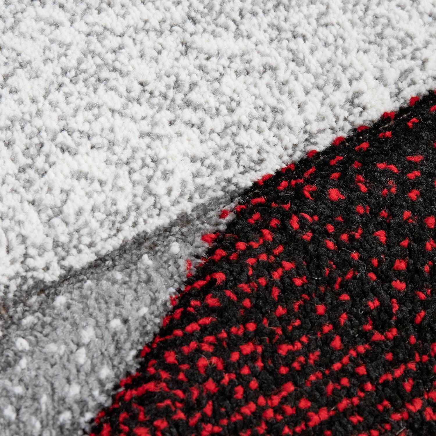 Living Room Rug Madeira Bordered with Geometric Pattern - Grey Red-2