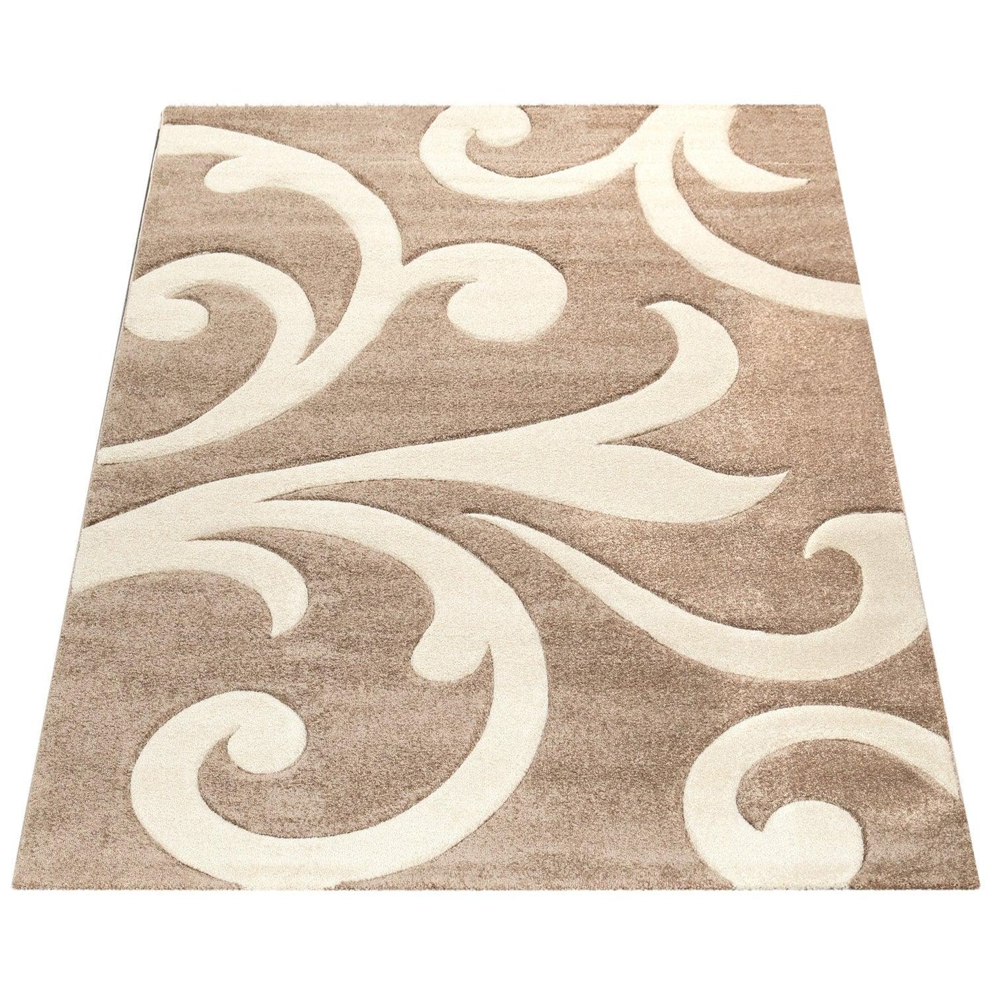 Area Rug Lafleur Modern Floral Pattern with Contour Cut - Beige-4