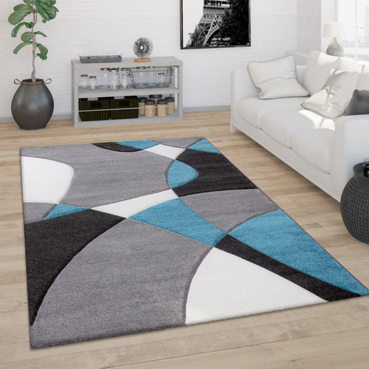 Area Rug Madeira Abstract Curved Pattern - Grey Blue-0