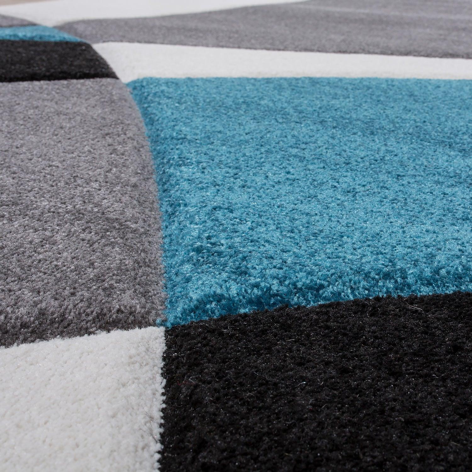 Area Rug Madeira Abstract Curved Pattern - Grey Blue-4