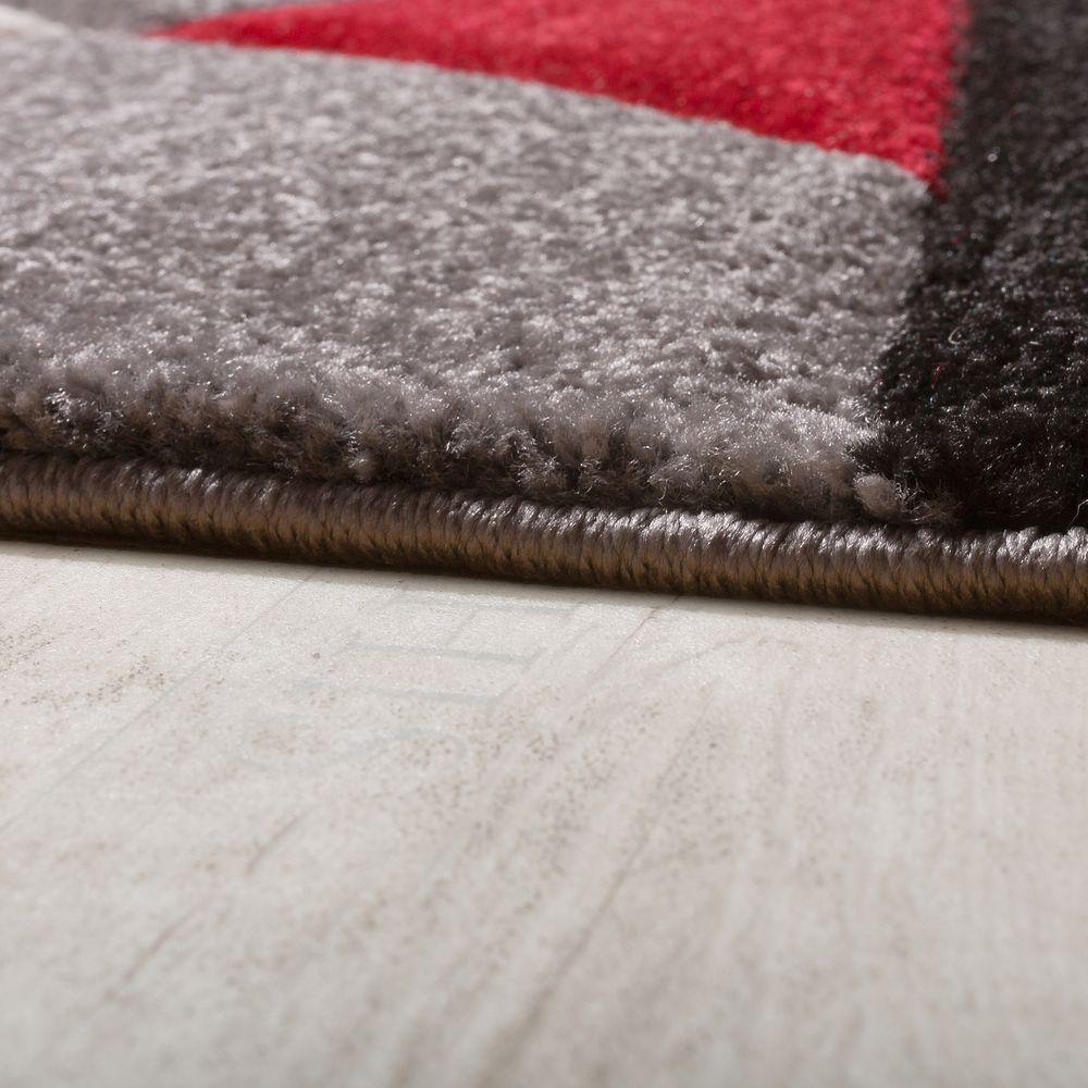 Area Rug Madeira Abstract Curved Pattern - Grey Red-1