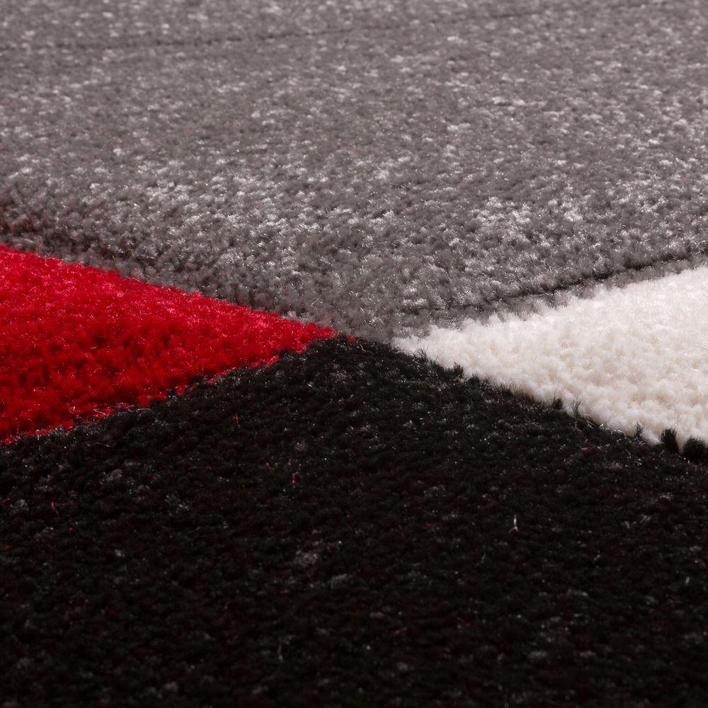 Area Rug Madeira Abstract Curved Pattern - Grey Red-2