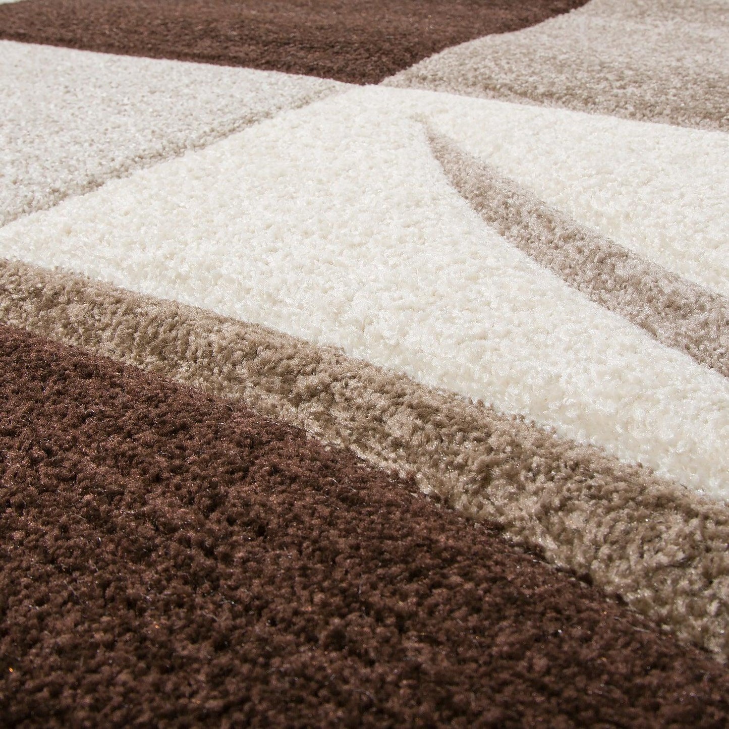 Area Rug Madeira Checkered with Contour Cut - Brown-1