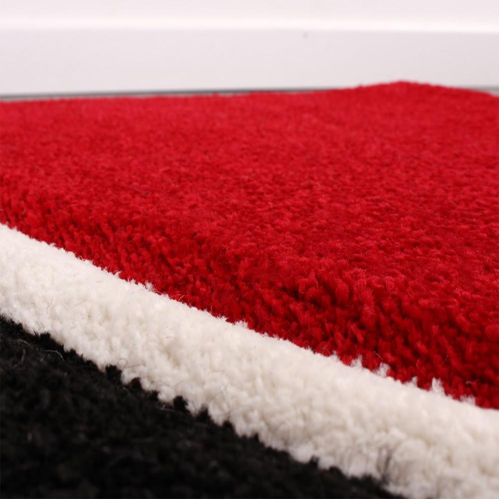 Area Rug Madeira Checkered with Contour Cut - Grey Red-1