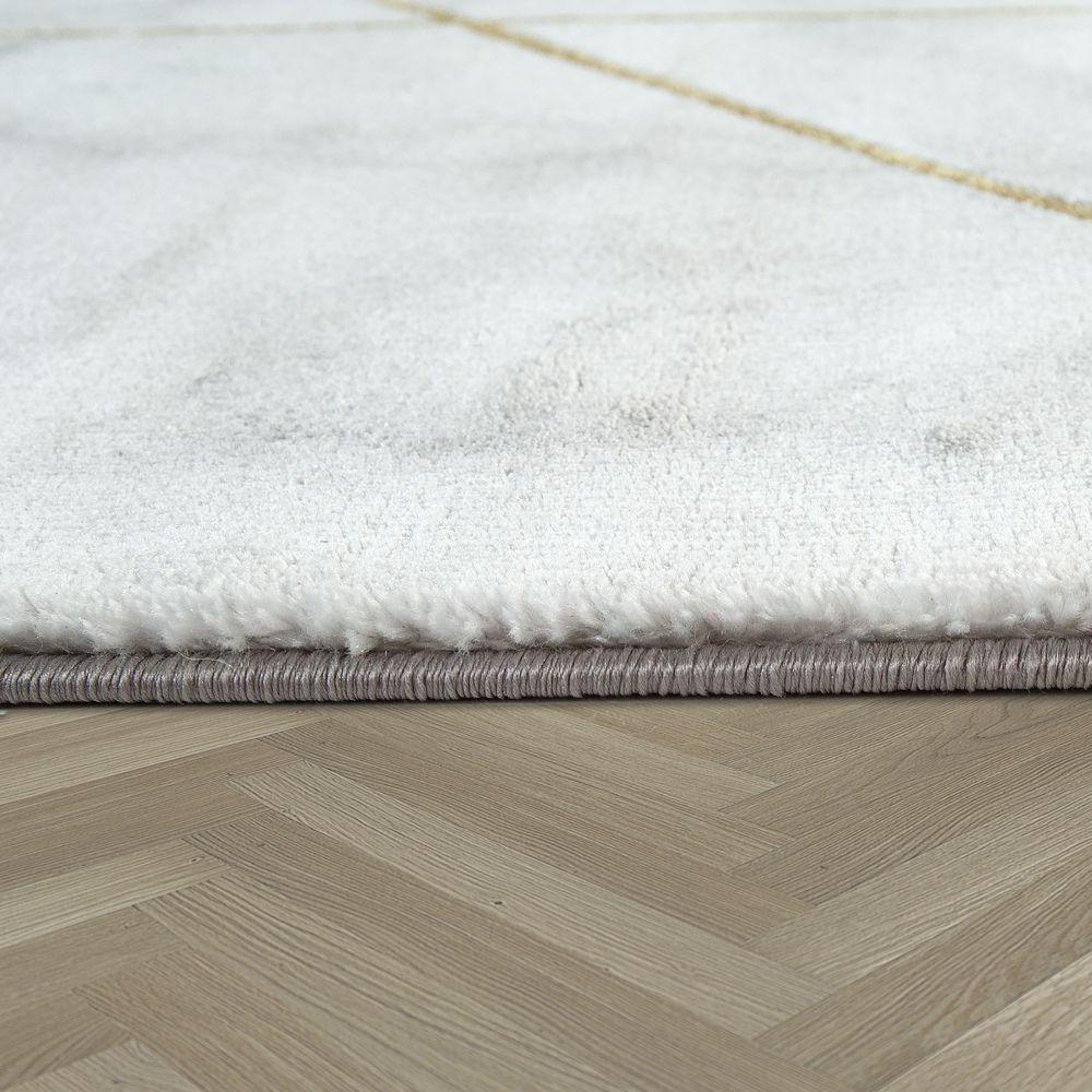 Area Rug Marble Pattern Hardwearing in Grey Gold Cream-1